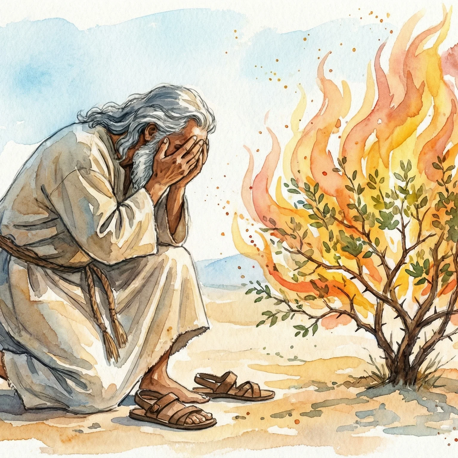 Moses Standing Before The Burning Bush