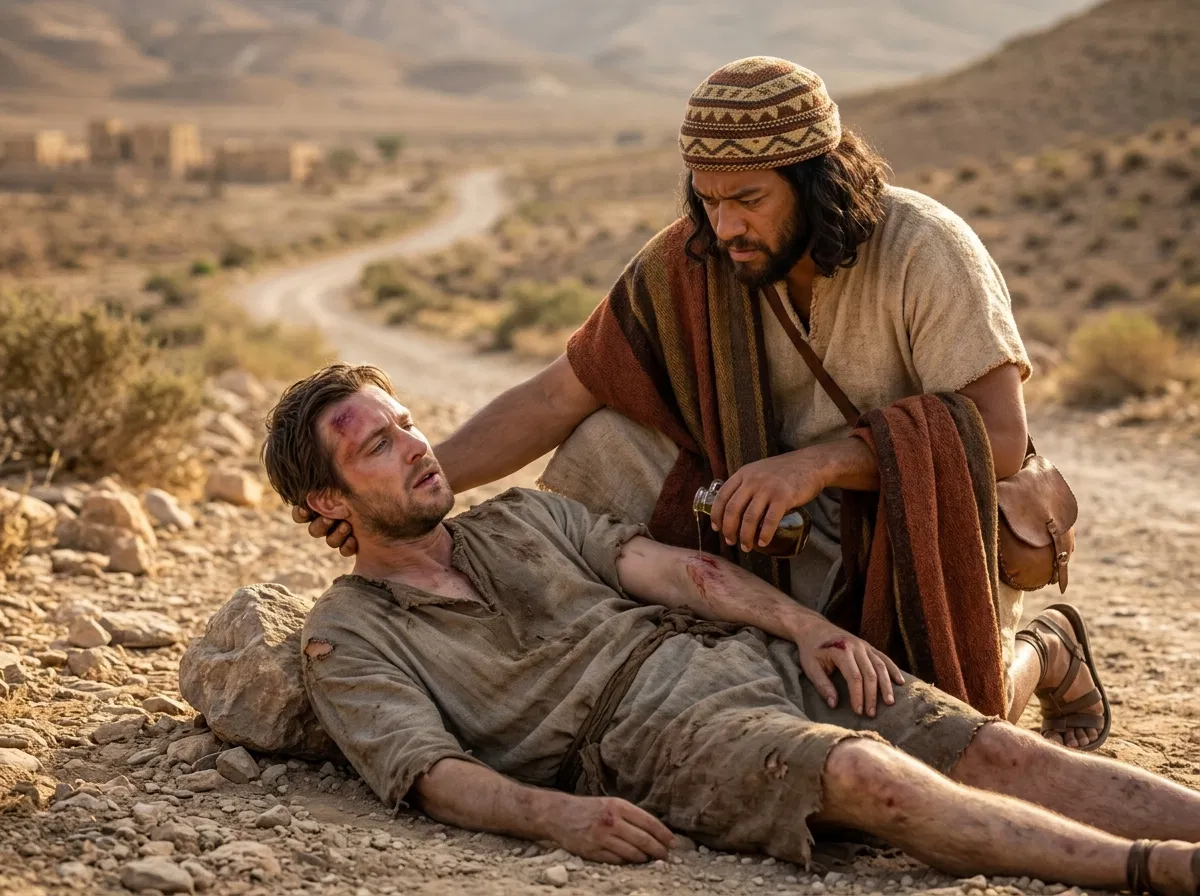 The Good Samaritan Tends the Wounded Man