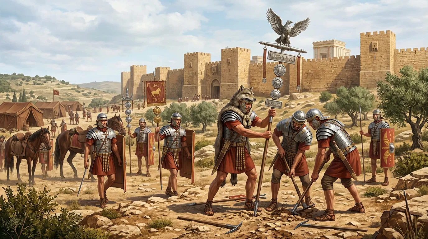 Roman Soldiers Plant Standards Outside Jerusalem