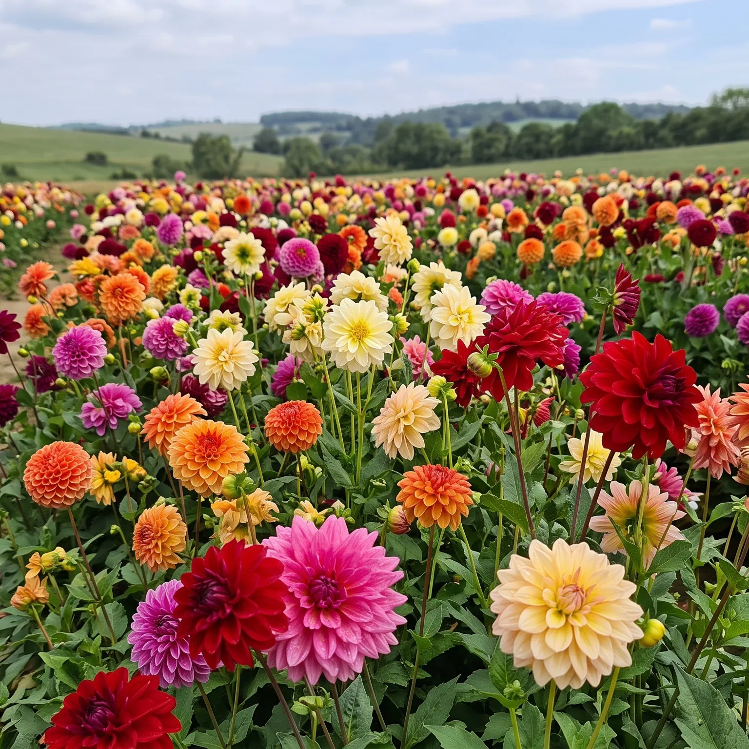 A Field of Dahlias in Bloom