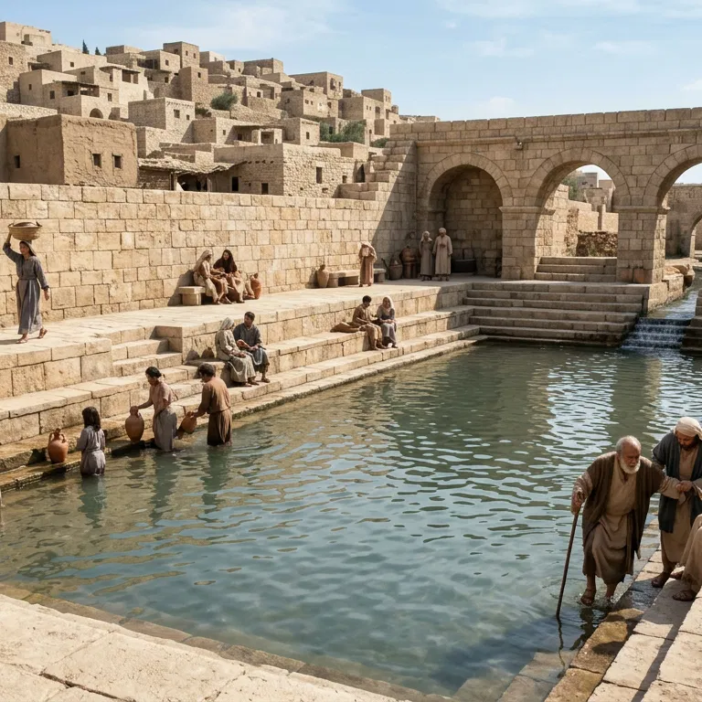 People Gathered at the Pool of Siloam