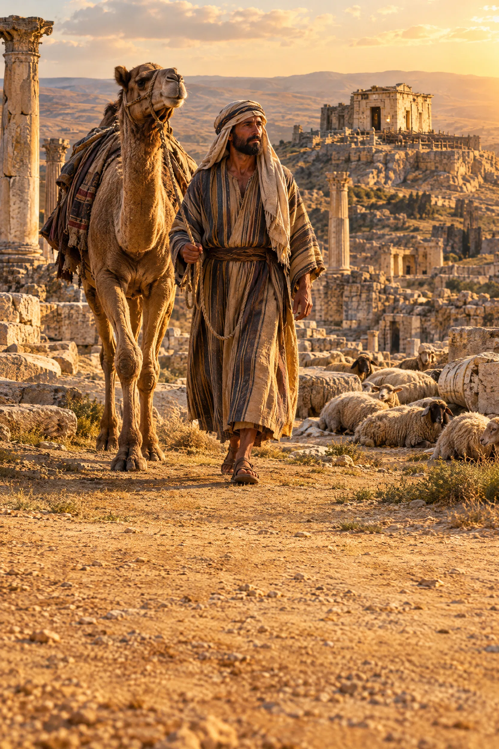 A Herdsman Leads a Camel Through Ruined Rabbah