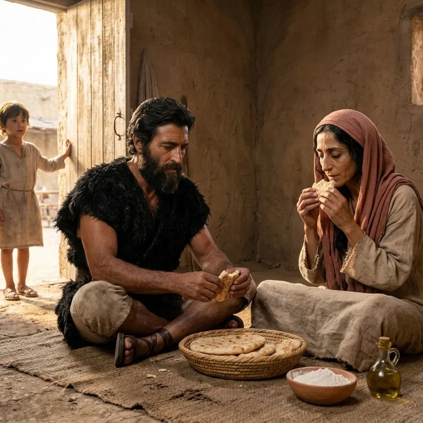 Elijah Eating Bread with the Widow of Zarephath