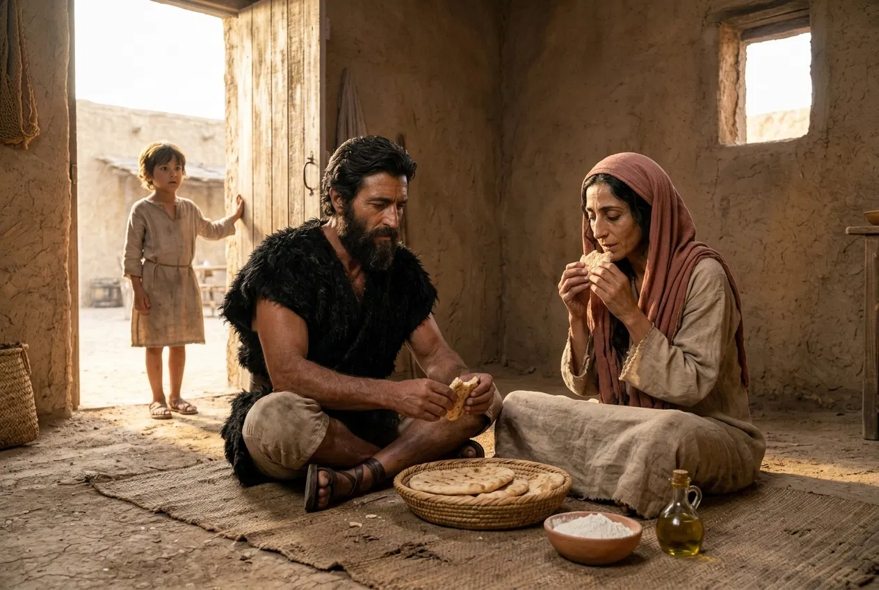 Elijah Eating Bread with the Widow of Zarephath