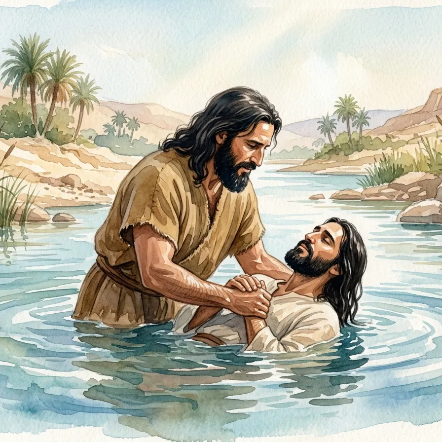 John the Baptist Baptizes Jesus in the Jordan