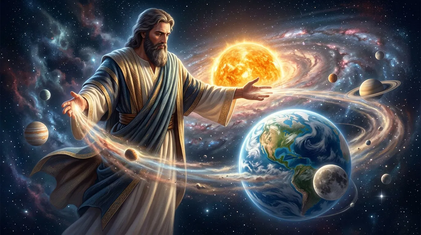God Creates the Sun, Earth, Moon and Planets
