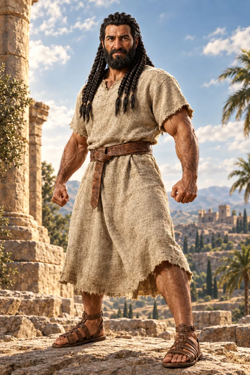 Samson Standing Strong With Long Braids