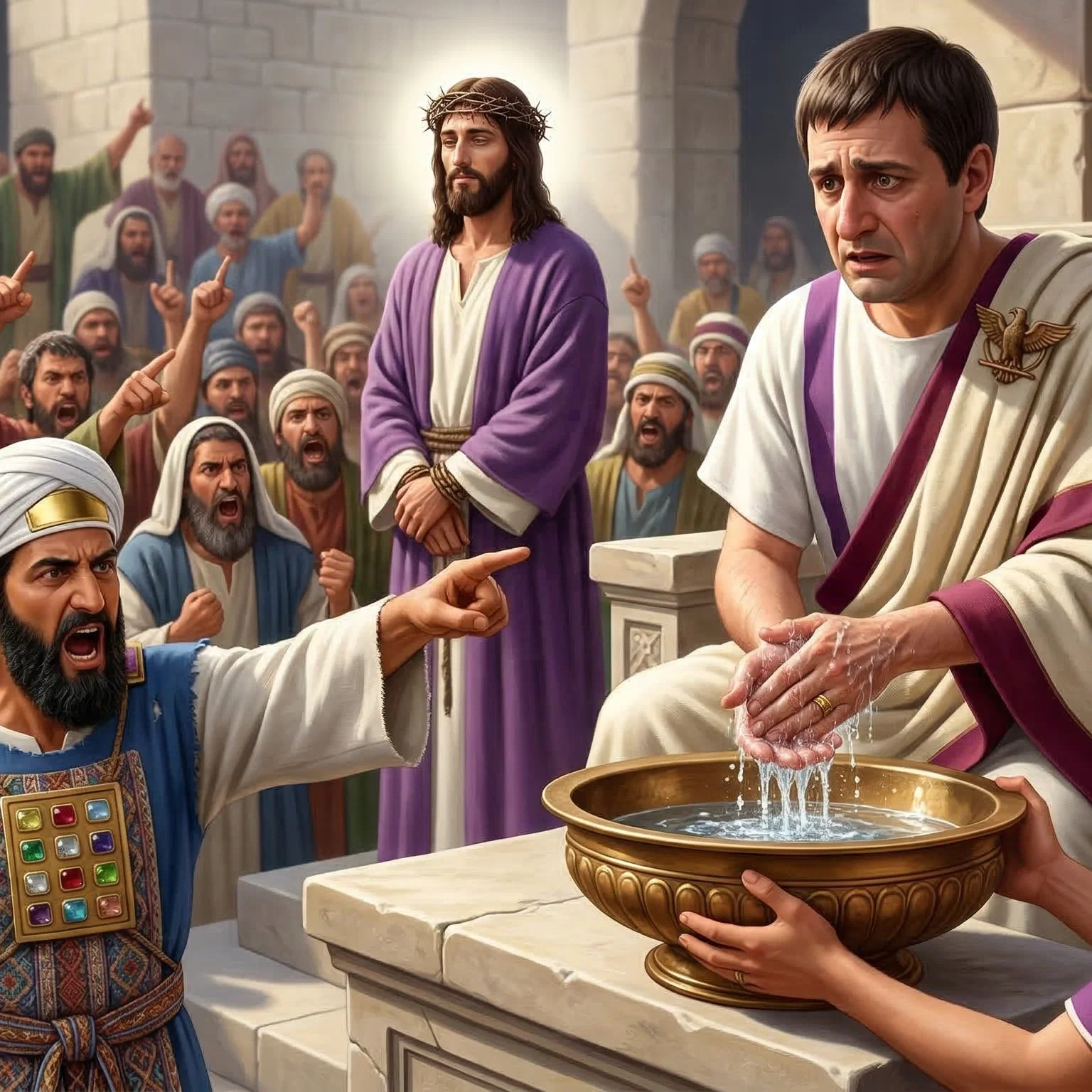 Pilate Washes His Hands Before the Crowd