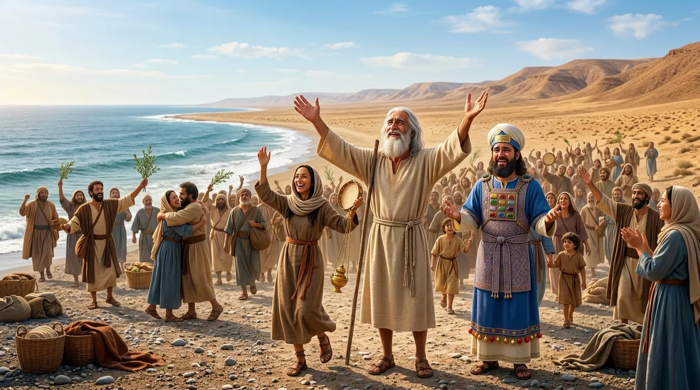 Israelites Rejoicing on the Shore After the Red Sea
