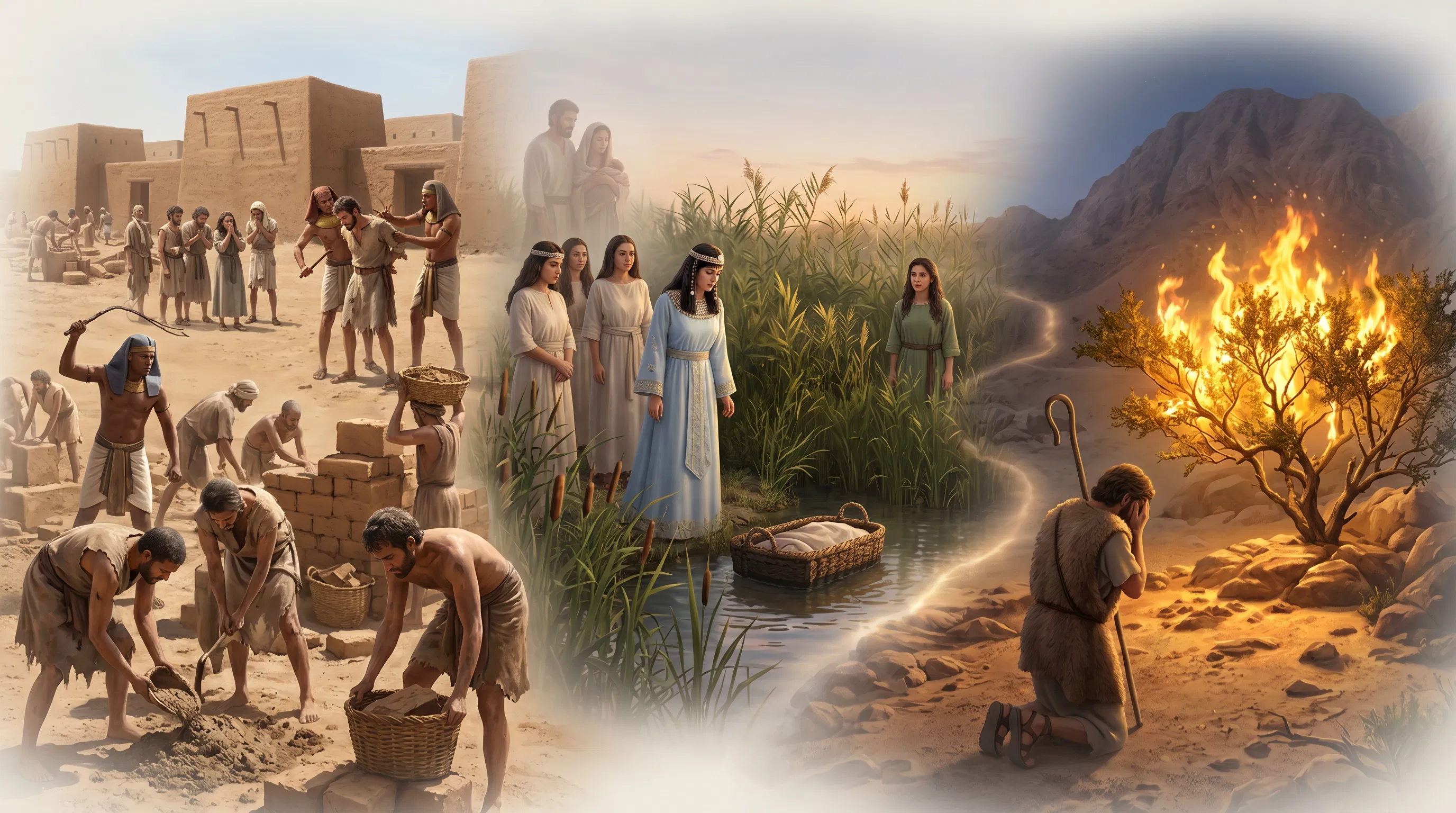 Israelite Slaves, Baby Moses and the Burning Bush