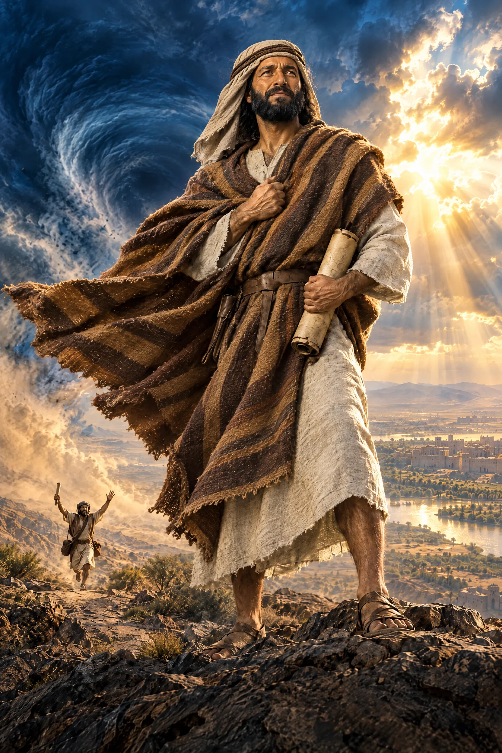 Nahum Stands Before the Storm With a Scroll