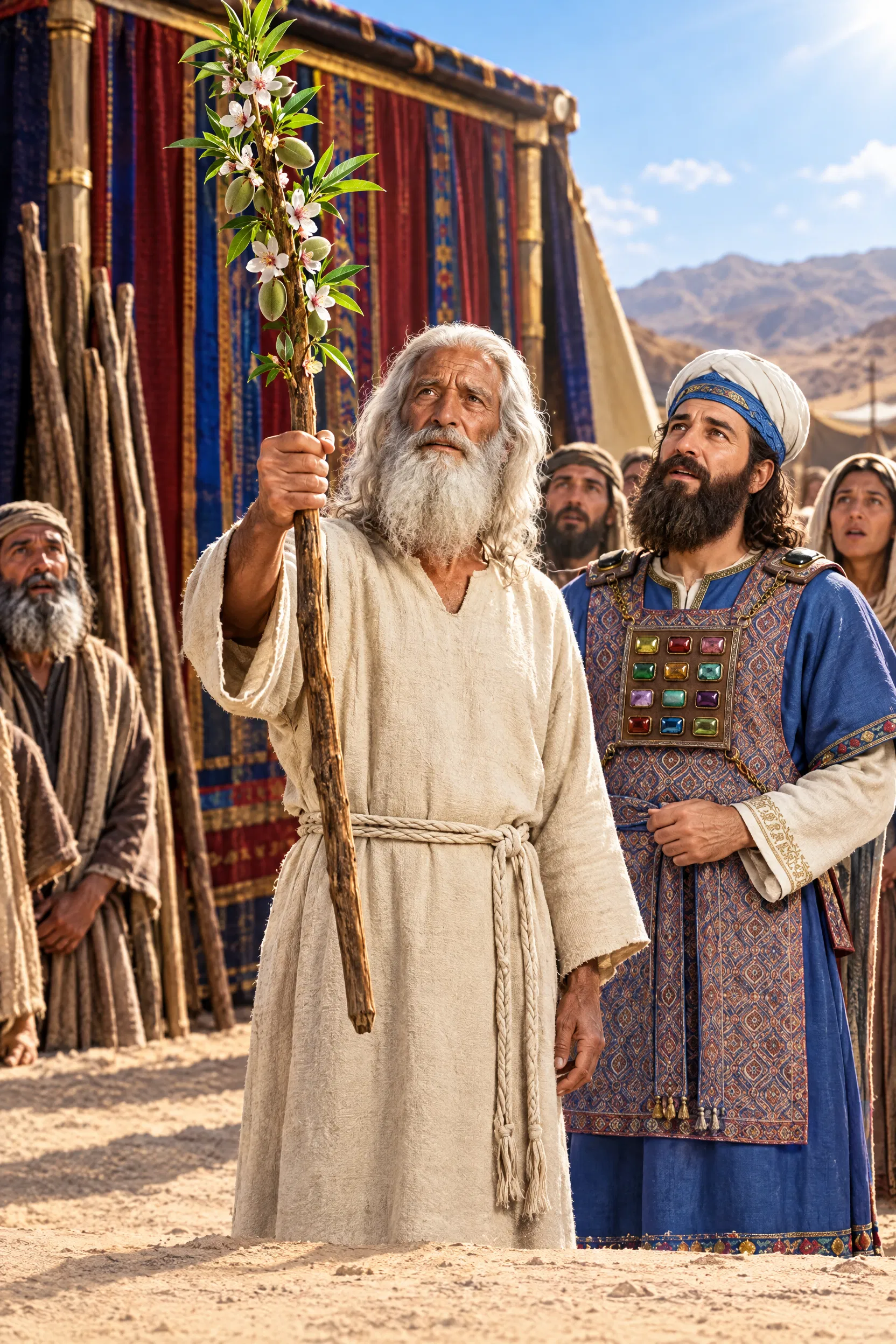 Moses Holds Up Aaron's Budded Rod