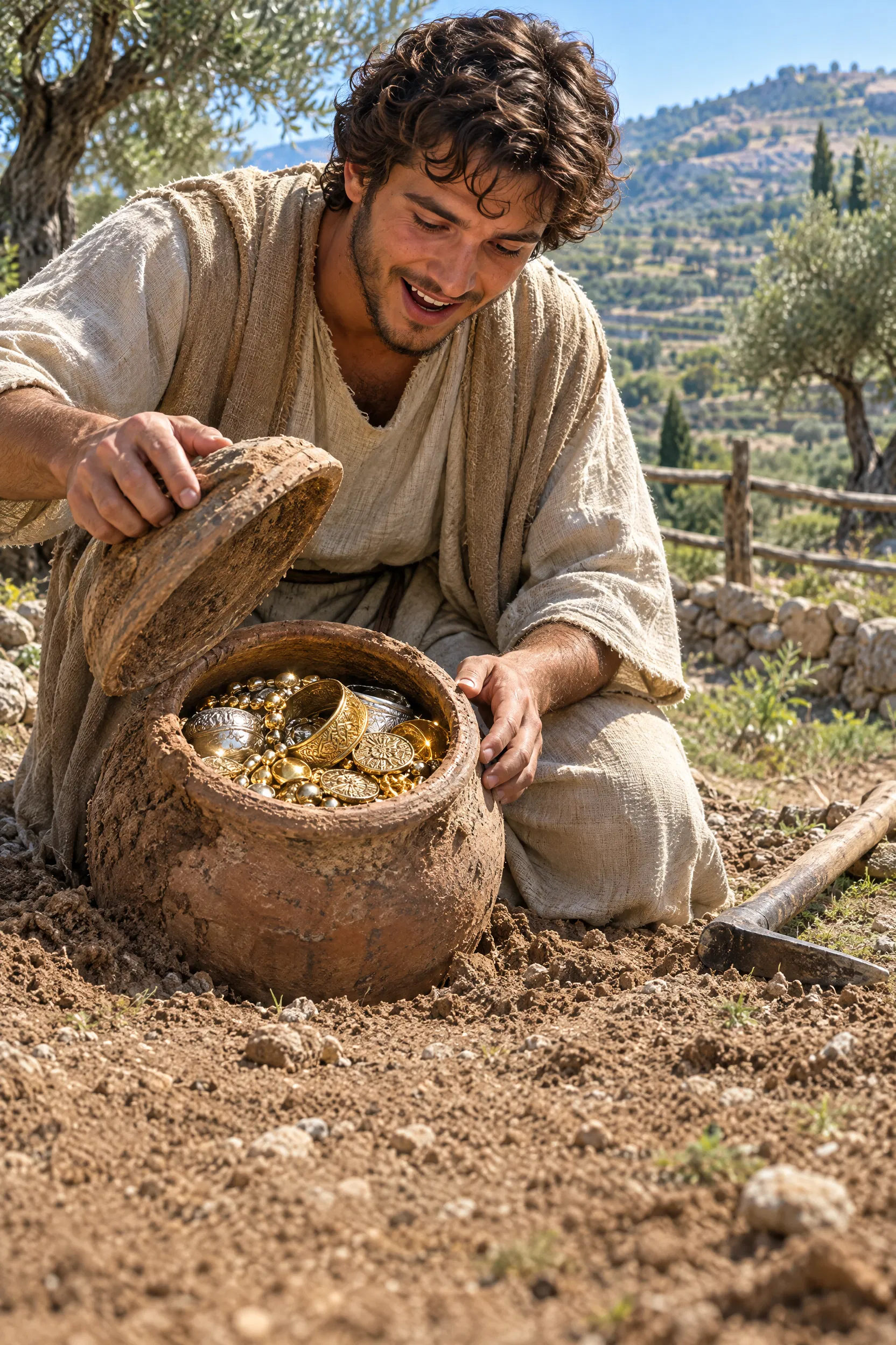 A Young Man Finds Treasure in a Clay Jar