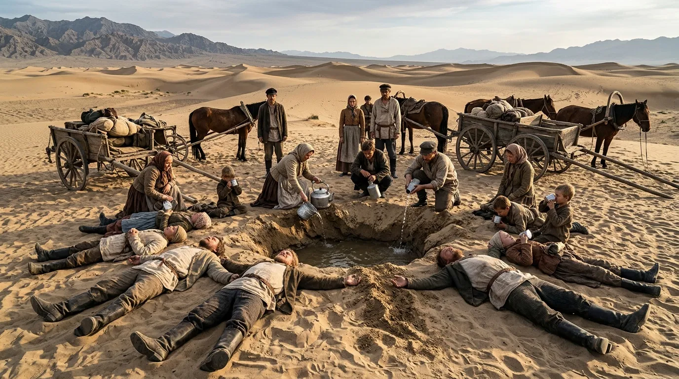 Travelers Find Water in the Desert Sand