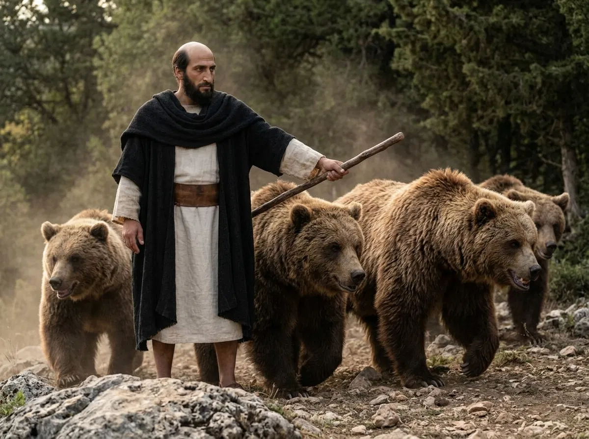 Elisha Stands Before the Two Bears