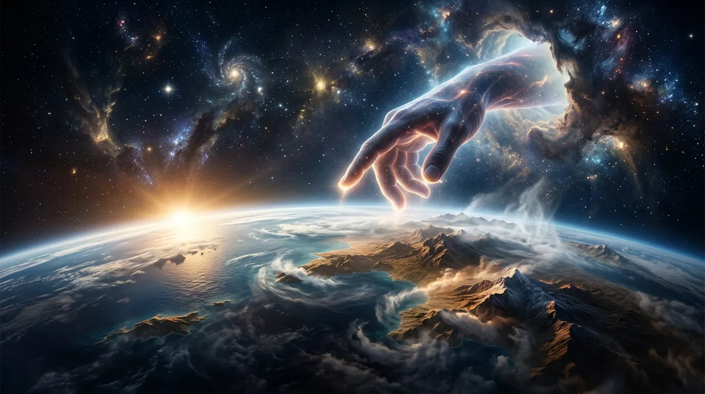 God's Hand Over the Newly Created Earth