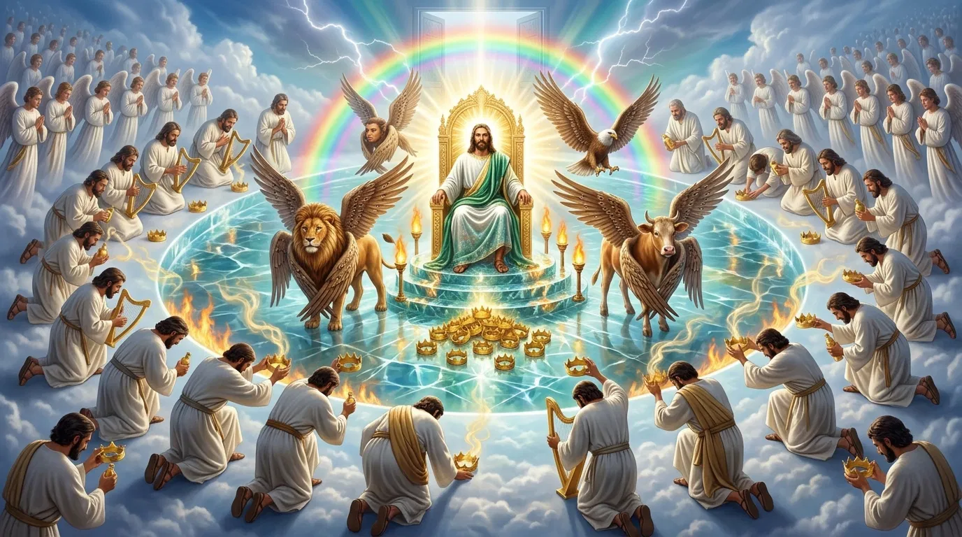 Christ Enthroned Among Elders, Angels and Living Creatures