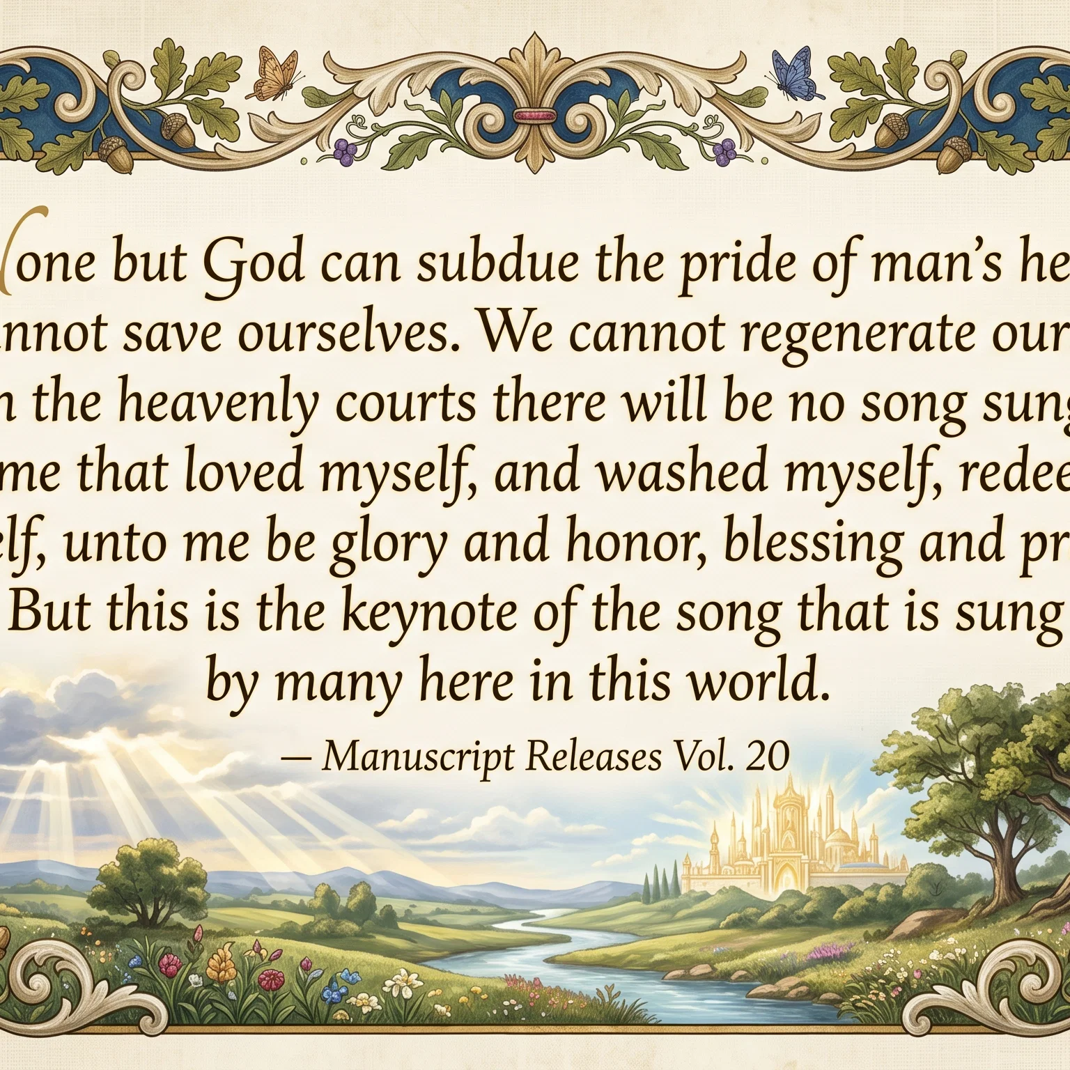 We cannot save ourselves.