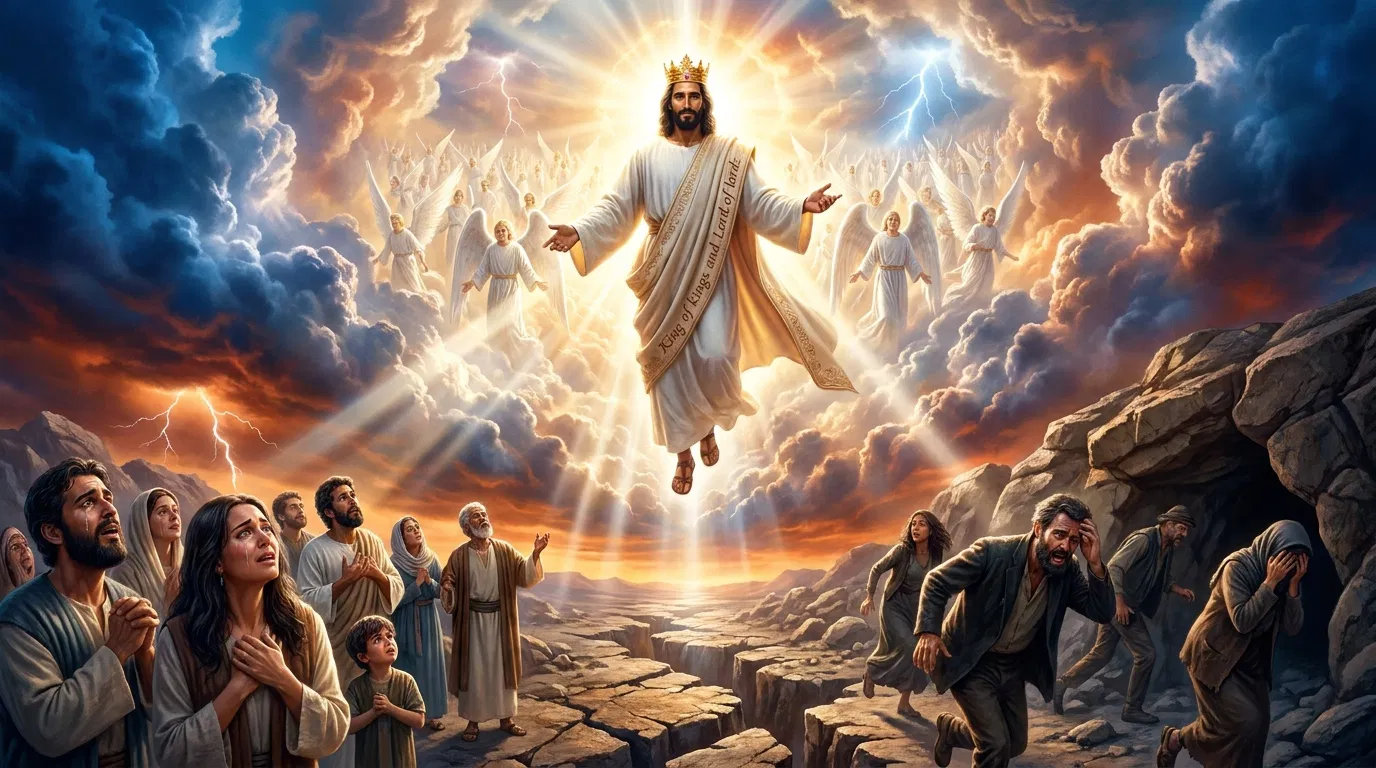 Jesus Returns in the Clouds With the Angels