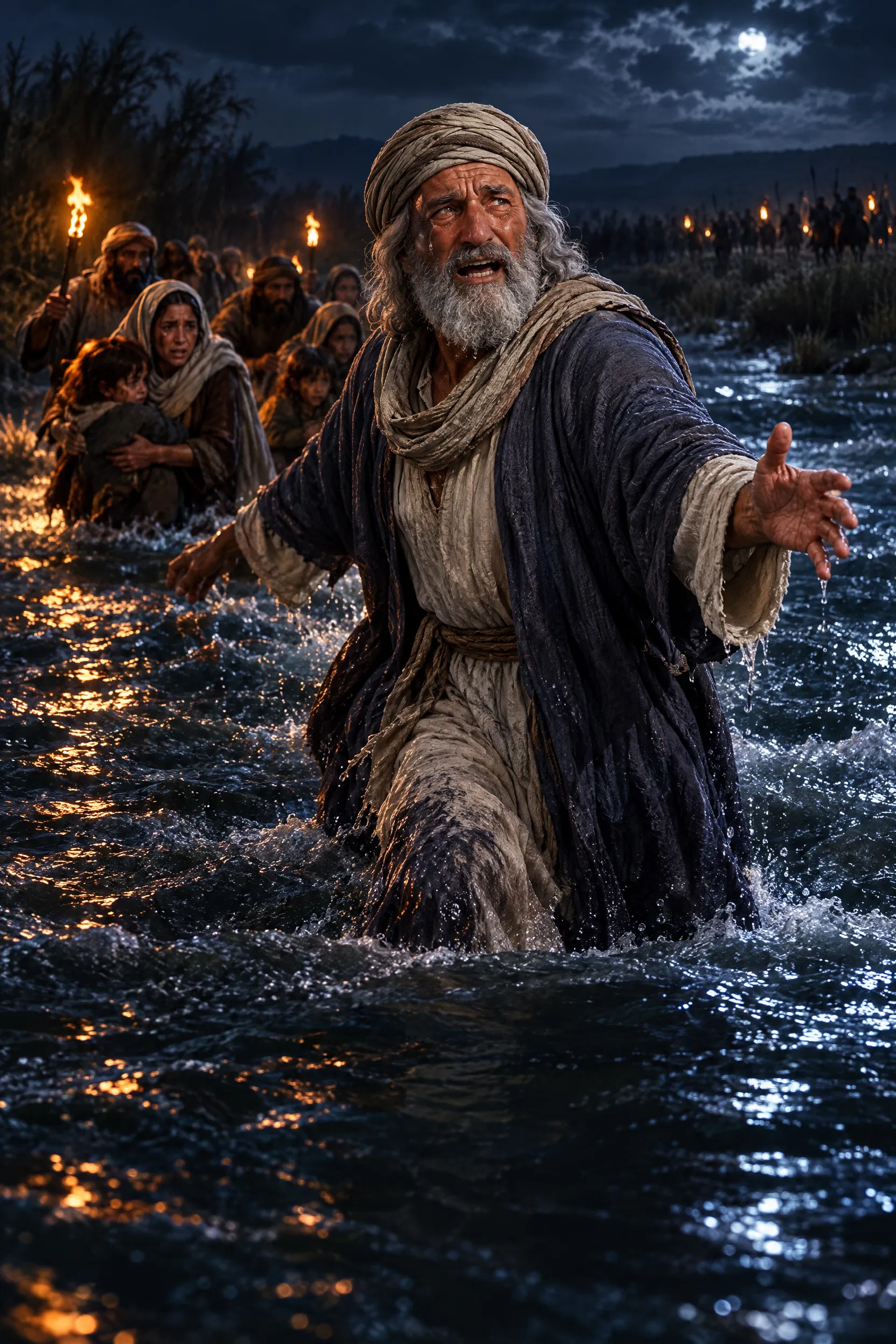 David Wades the Jordan at Night Fleeing Absalom