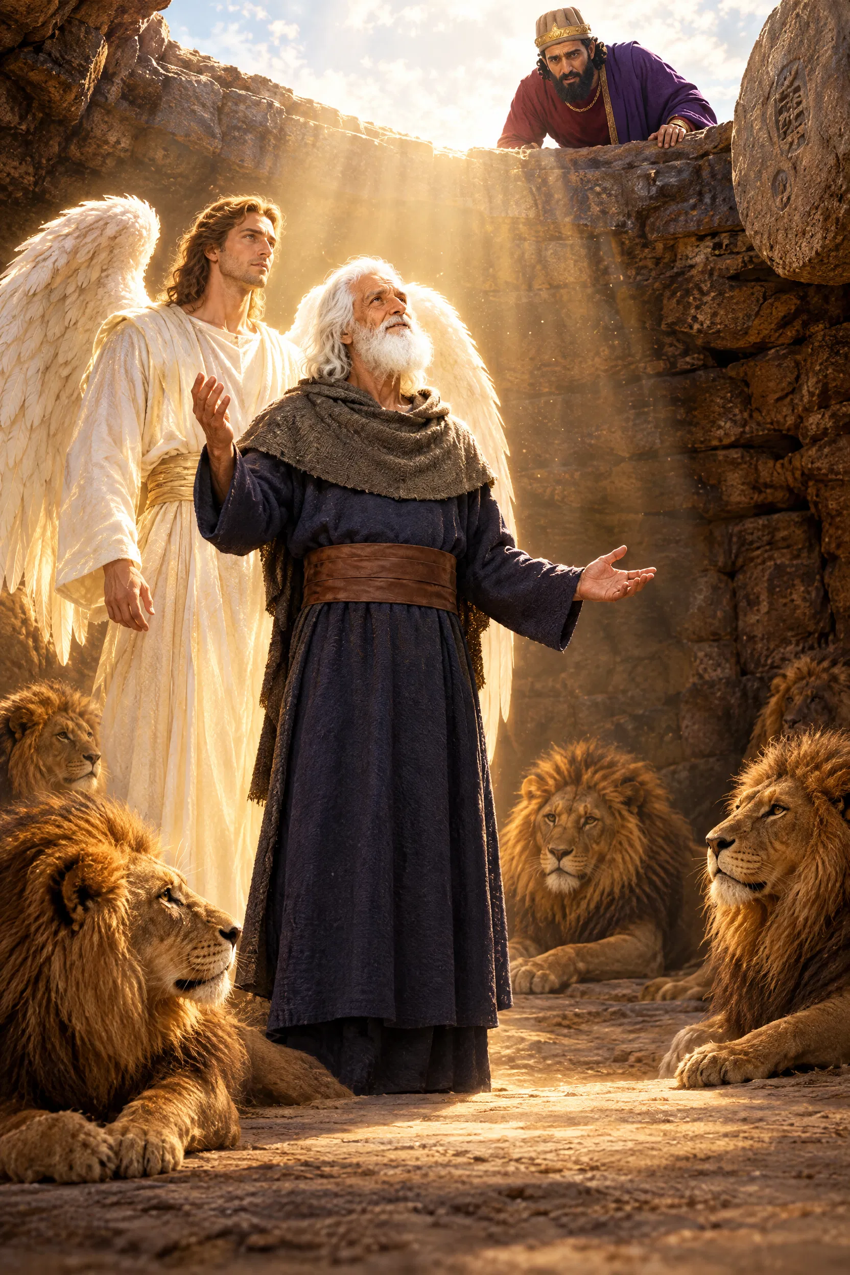 Daniel Stands Unharmed Among the Lions