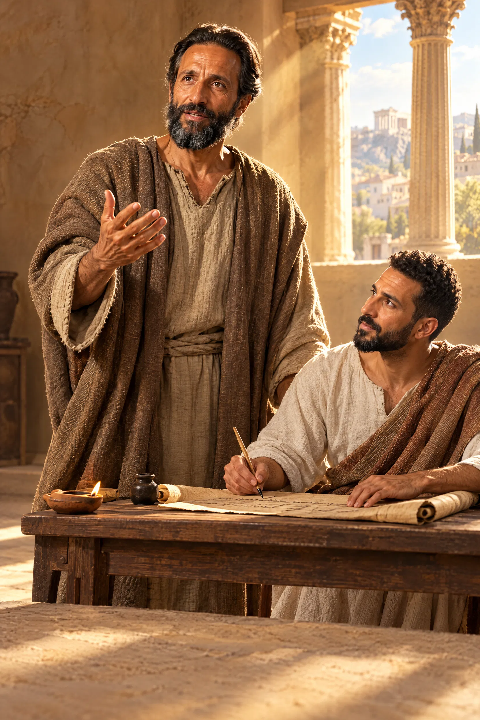 Paul Dictates His Letter to the Romans