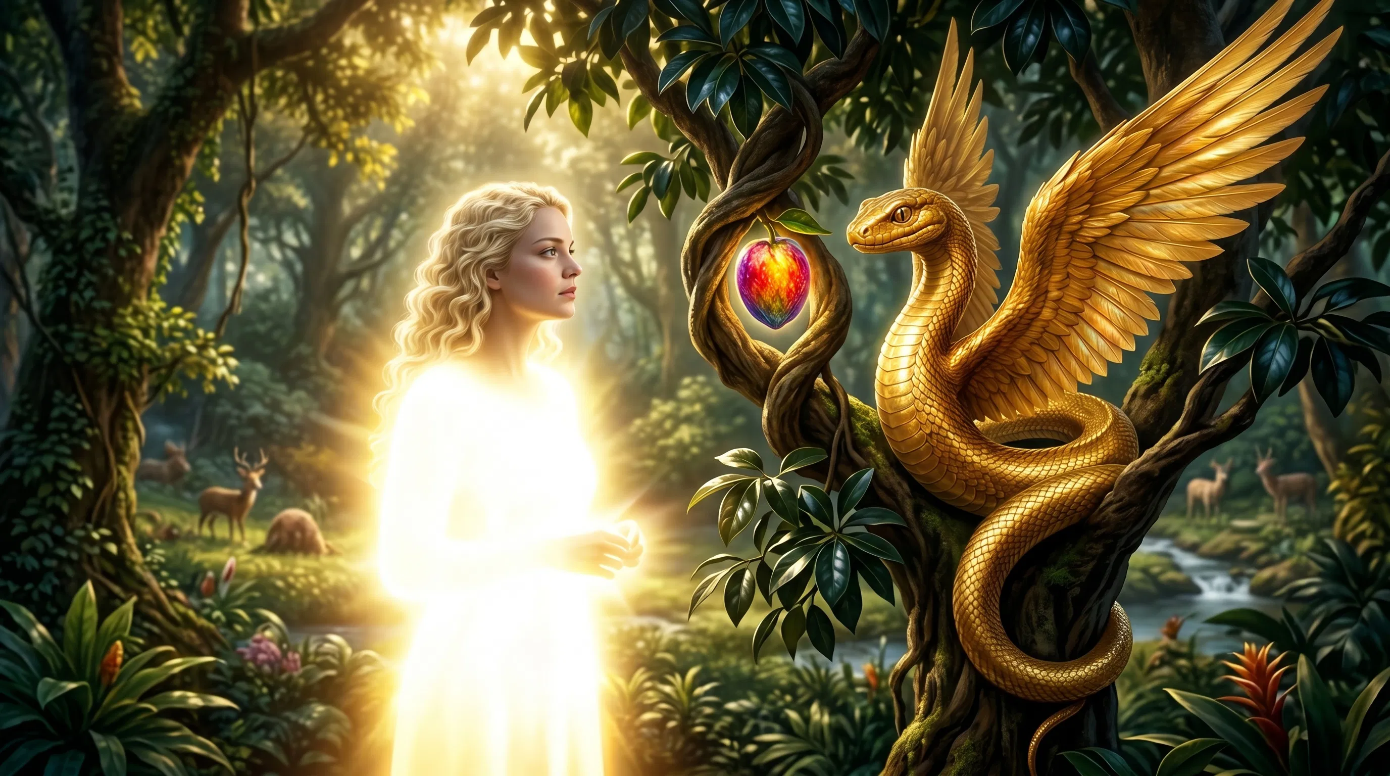 Eve and the Serpent at the Tree in Eden