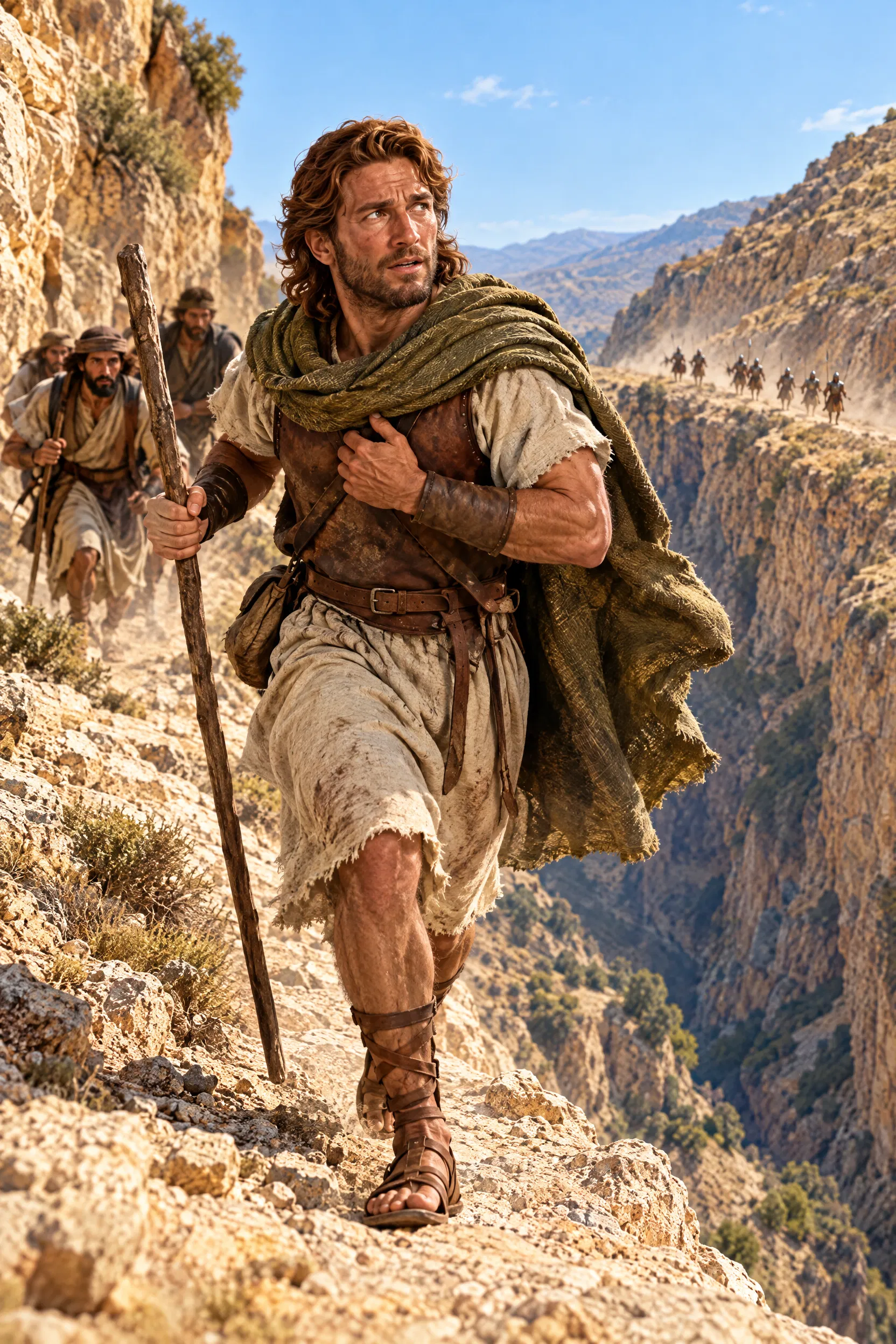 David Hurries Along a Cliff Away from Saul