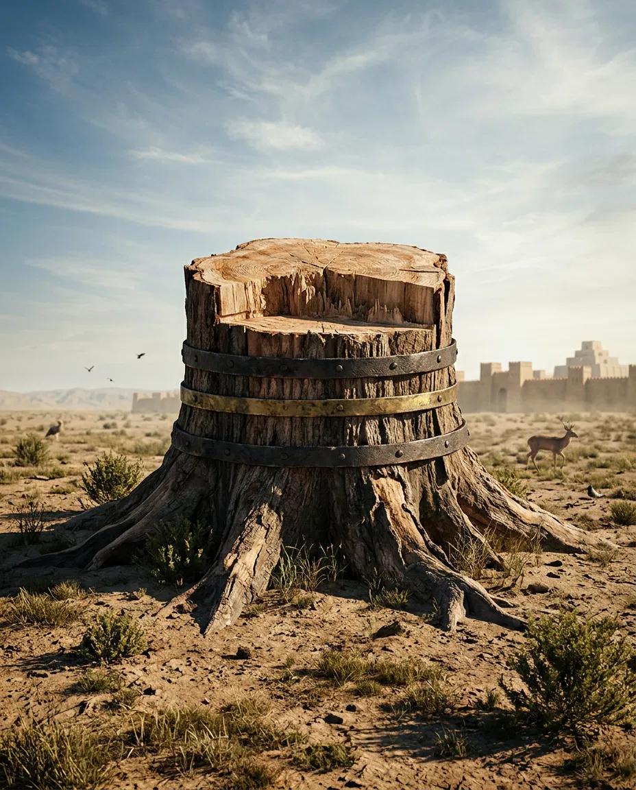 Tree Stump Bound with Iron and Brass Bands