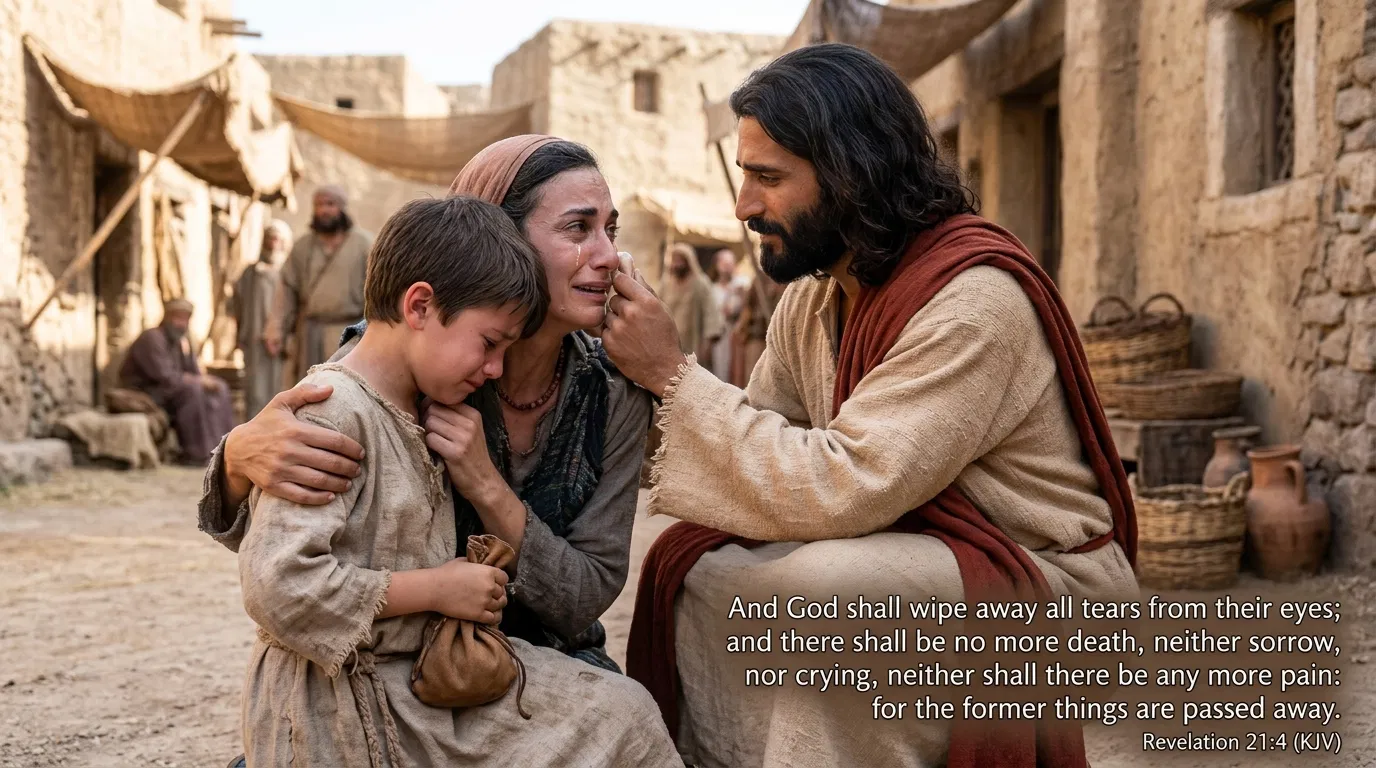 Jesus Wiping Away a Weeping Mother's Tears