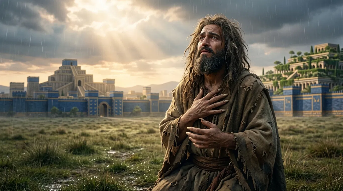 Nebuchadnezzar Weeps Before Babylon After His Humbling