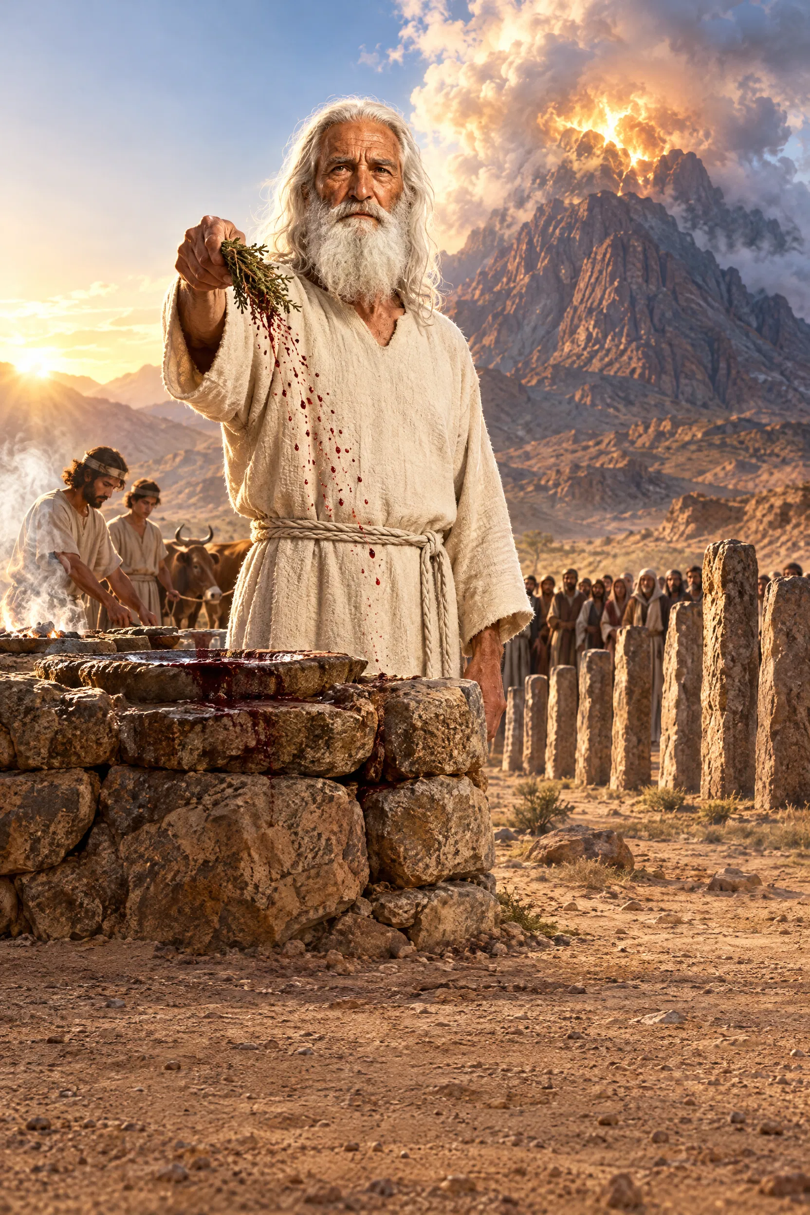 Moses Sprinkles the Blood of the Covenant