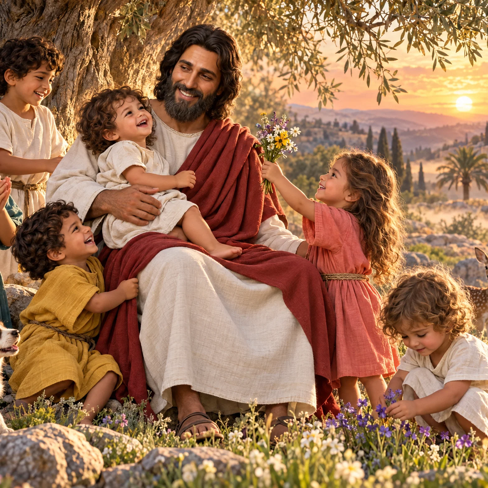The Gentle Shepherd Amidst Little Children