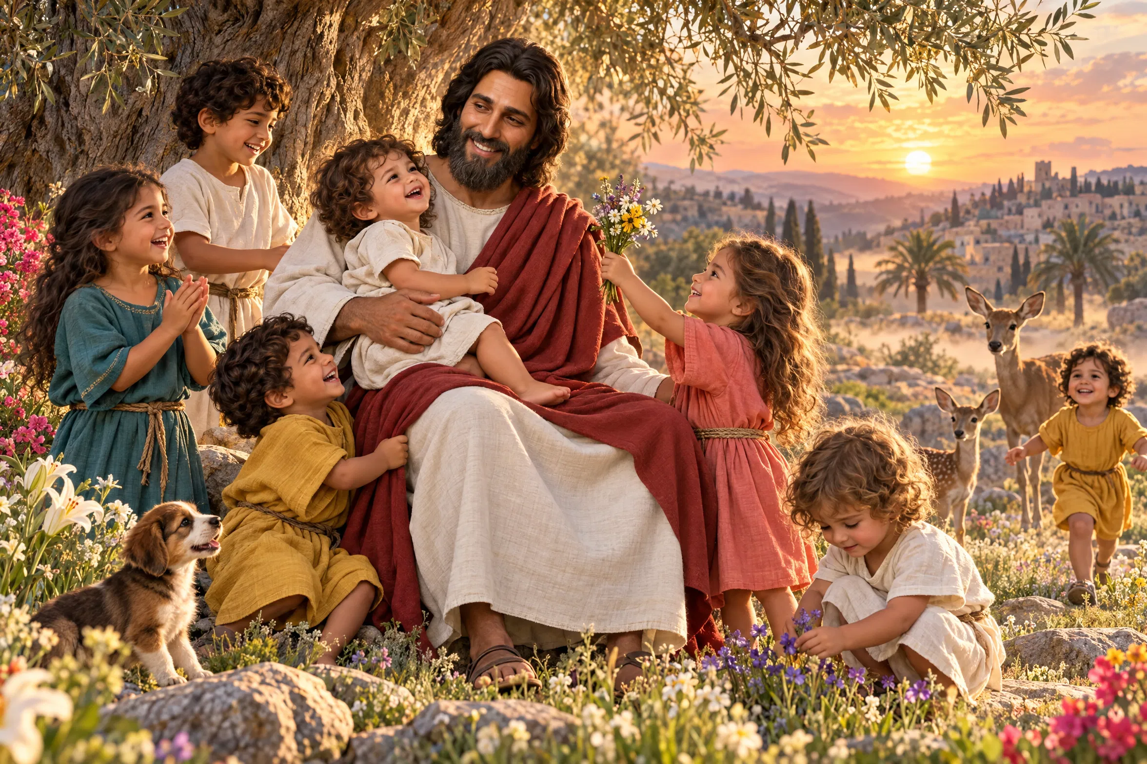 The Gentle Shepherd Amidst Little Children