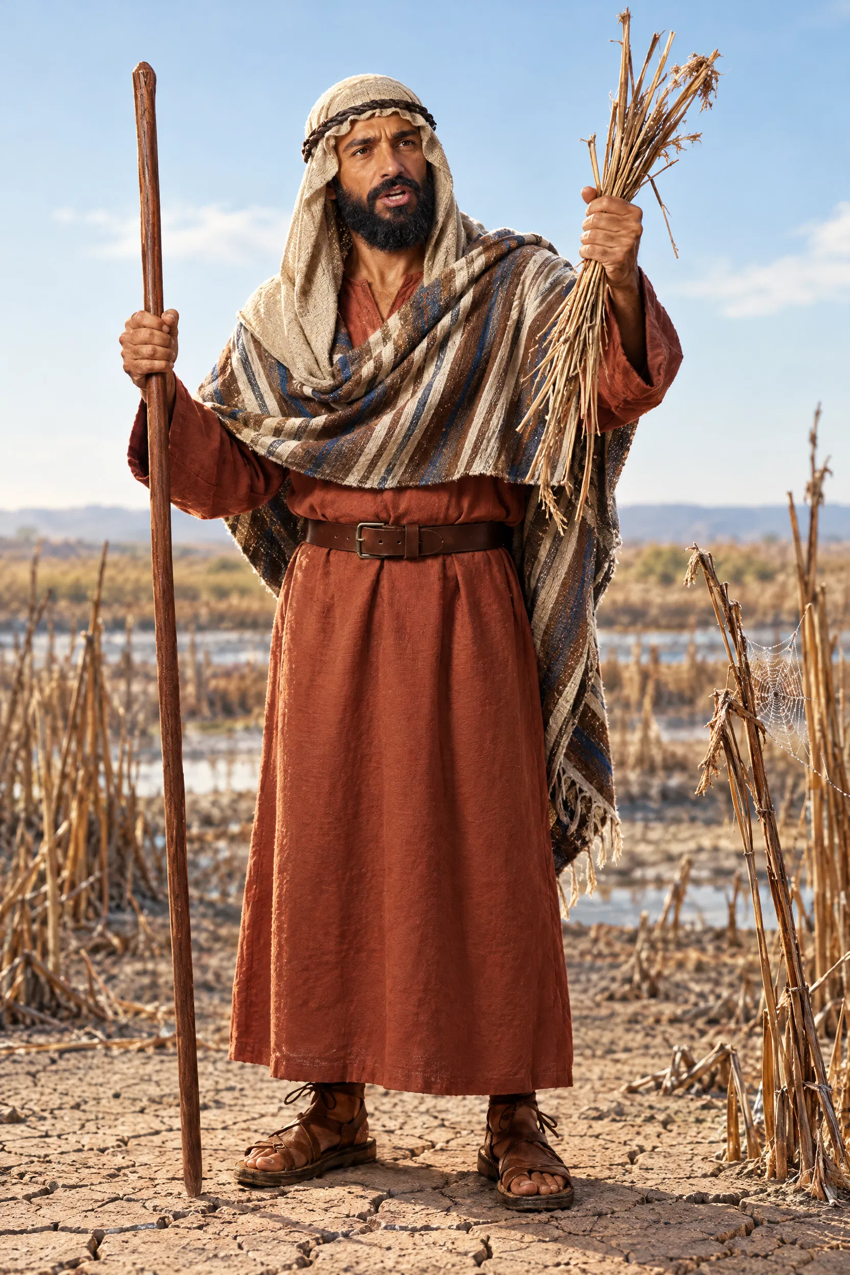Bildad Holds Withered Papyrus Stalks