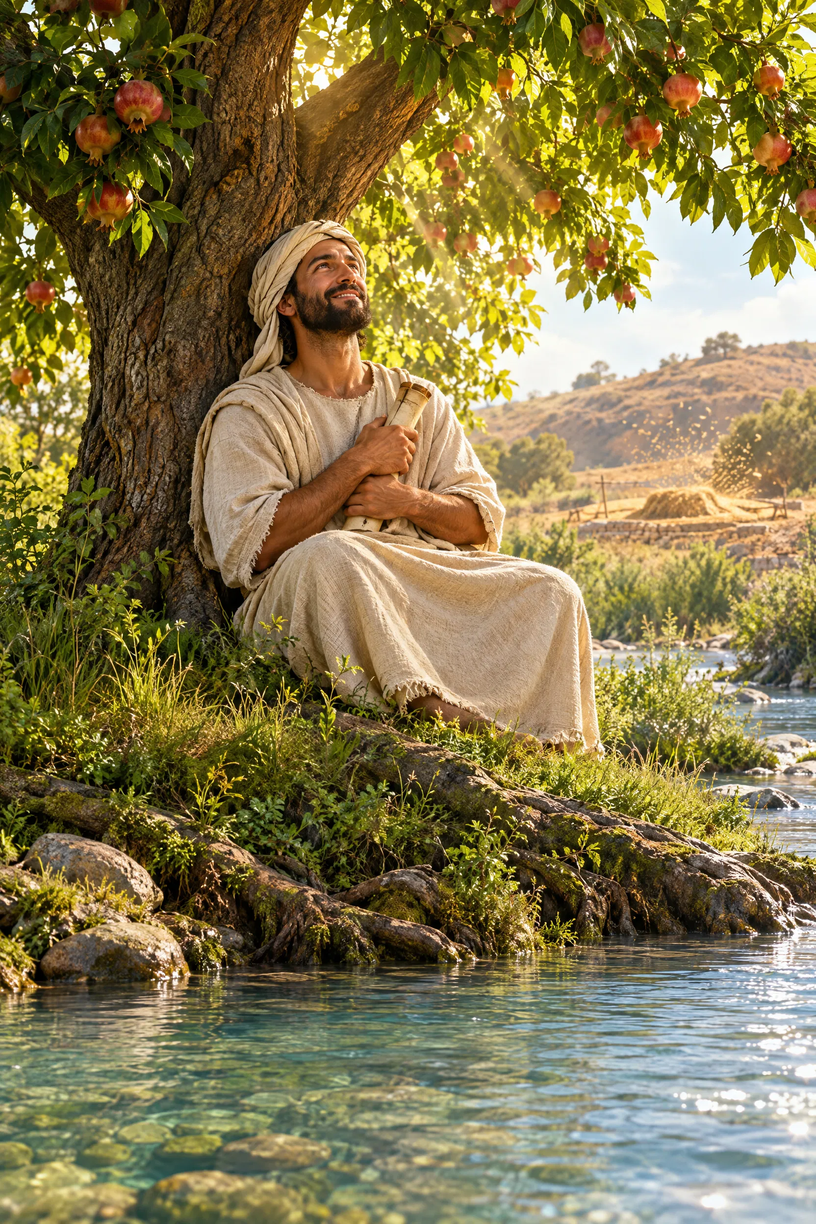 The Blessed Man Sits by the River Under a Tree