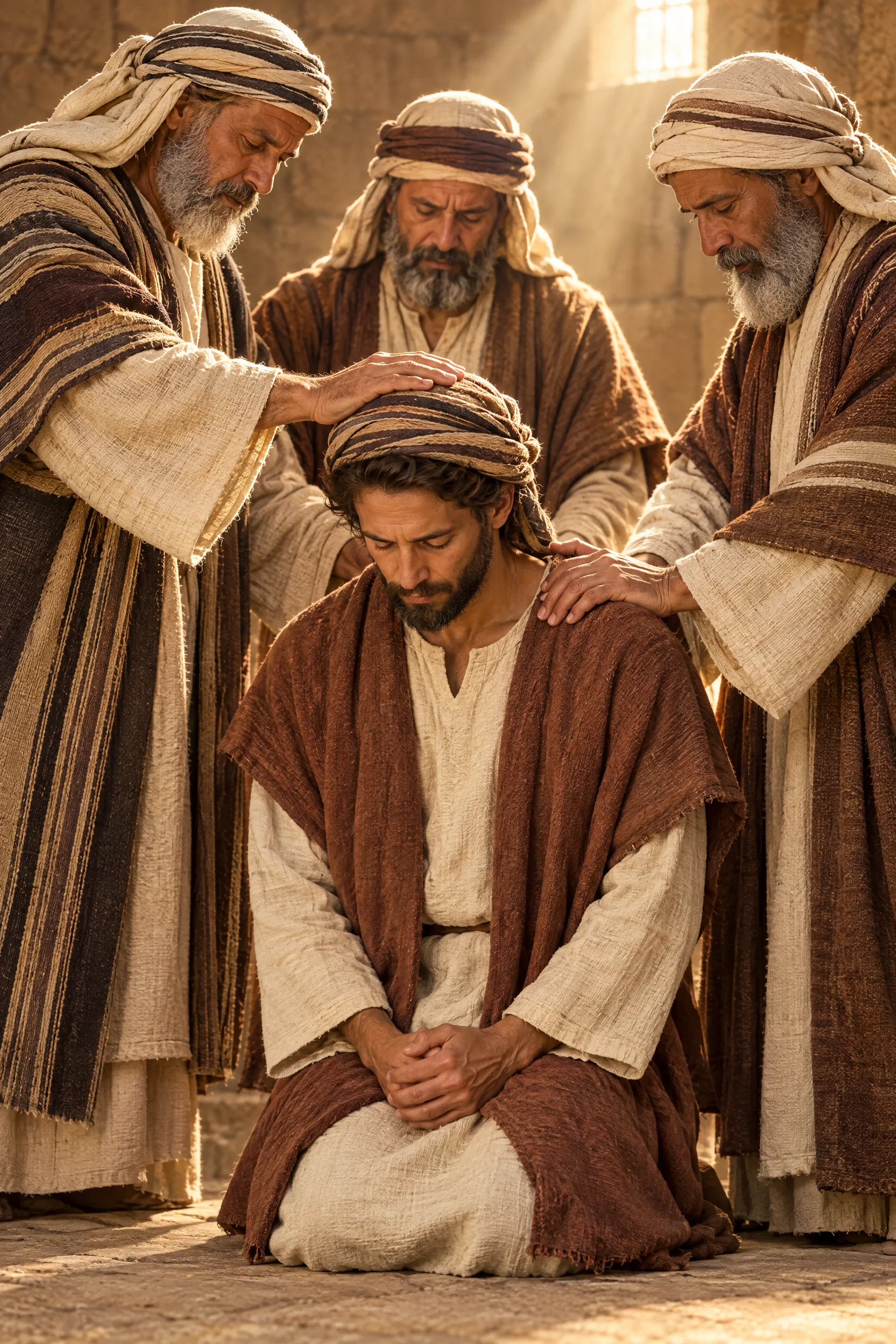 Elders Lay Hands on the Kneeling Timothy
