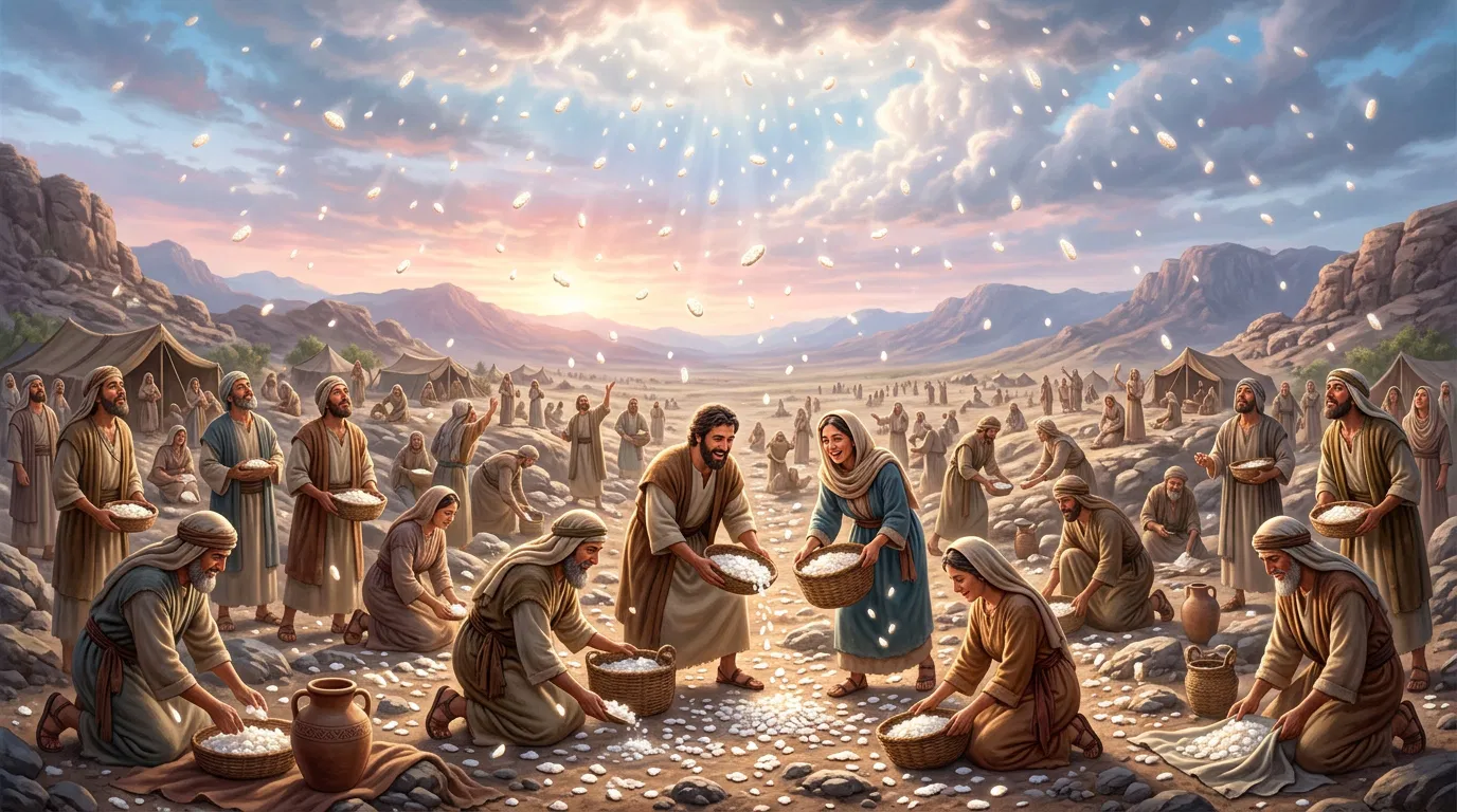 Israelites Gather Manna in the Wilderness