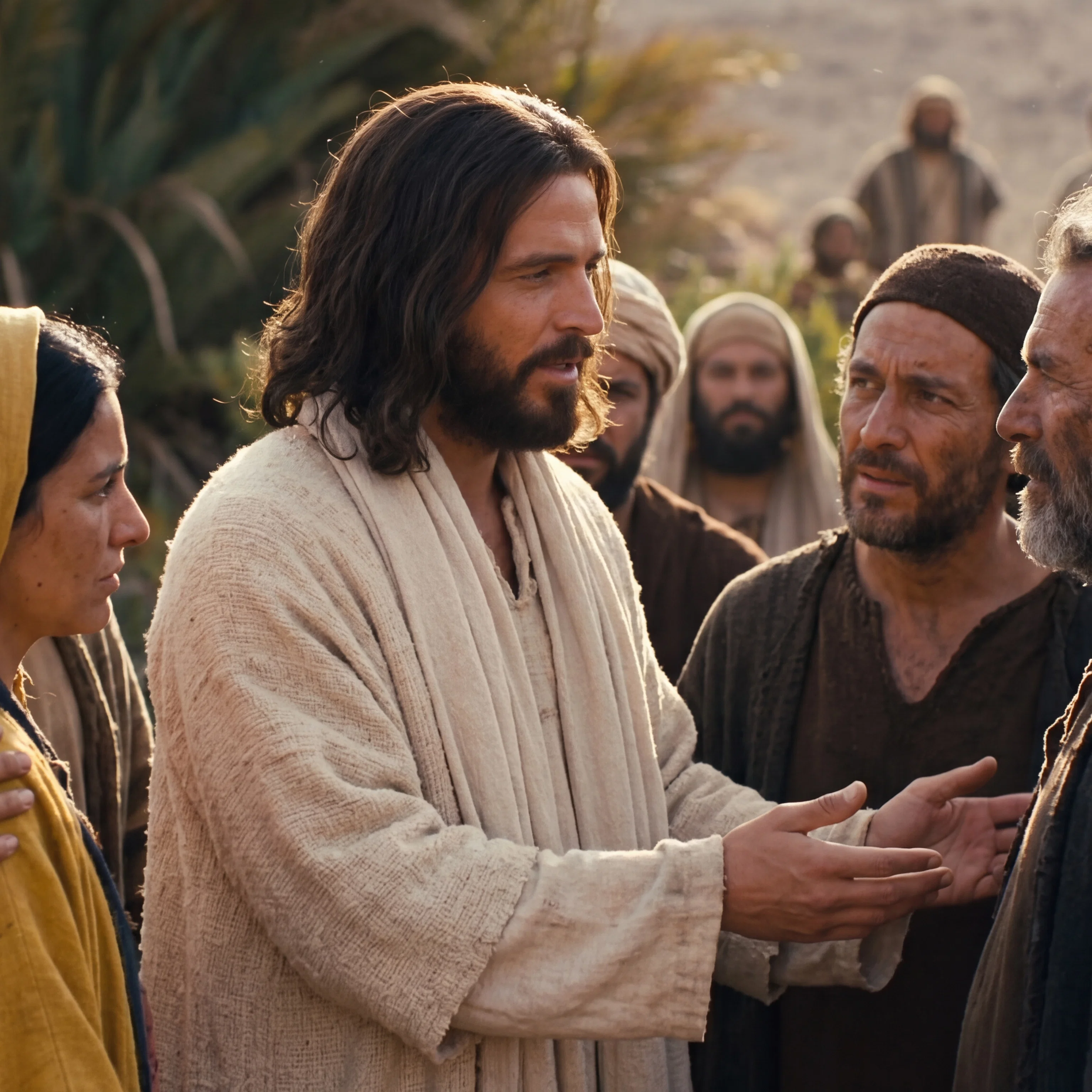 Jesus counsels the deaf and mute man