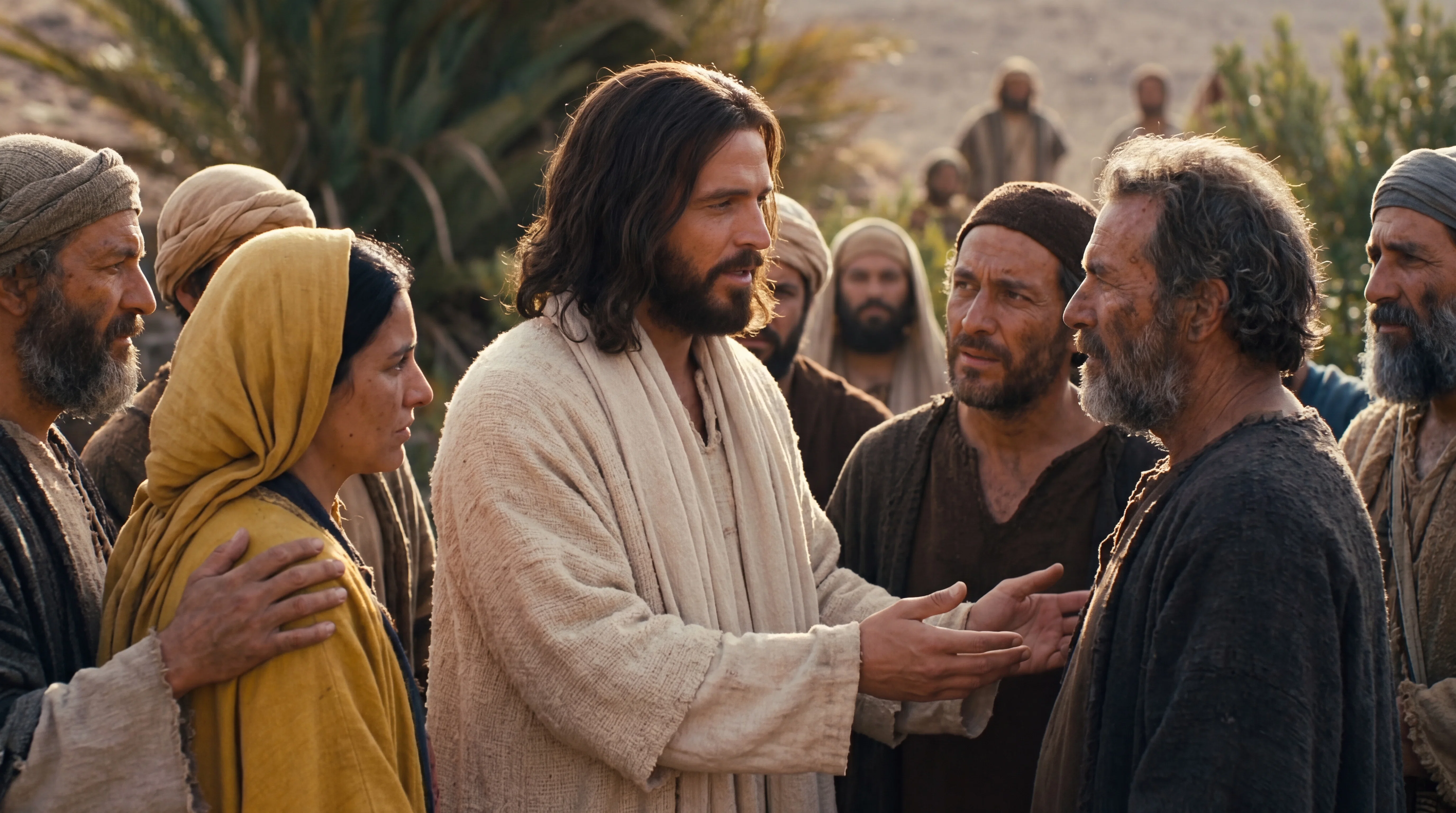 Jesus counsels the deaf and mute man