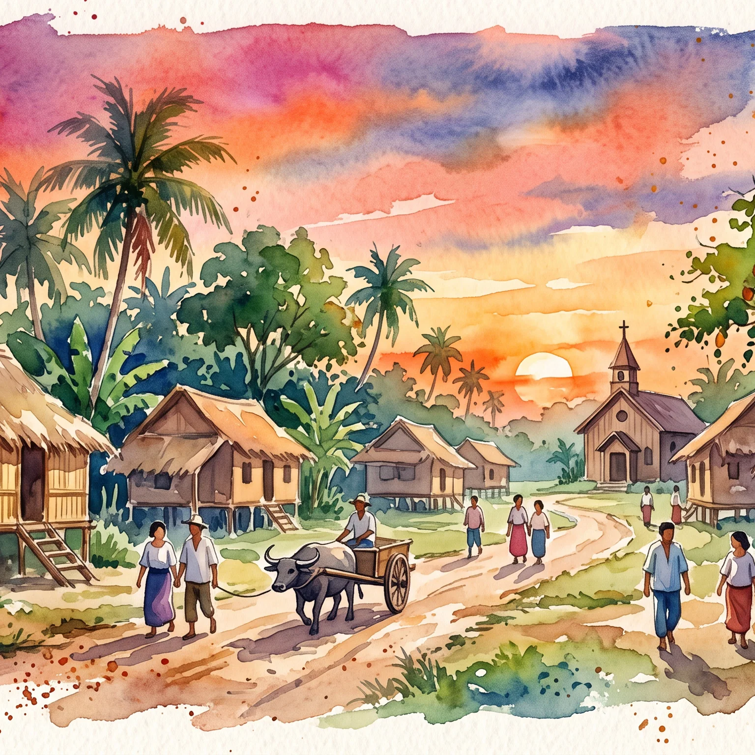 Golden Hour in an Antique Island Village
