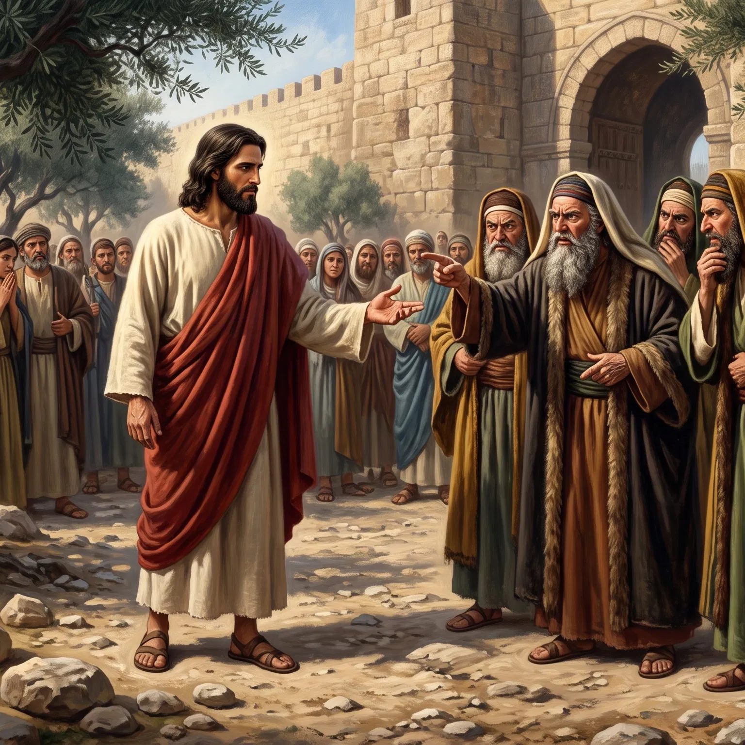 Pharisees Rebuke Jesus Near Jerusalem