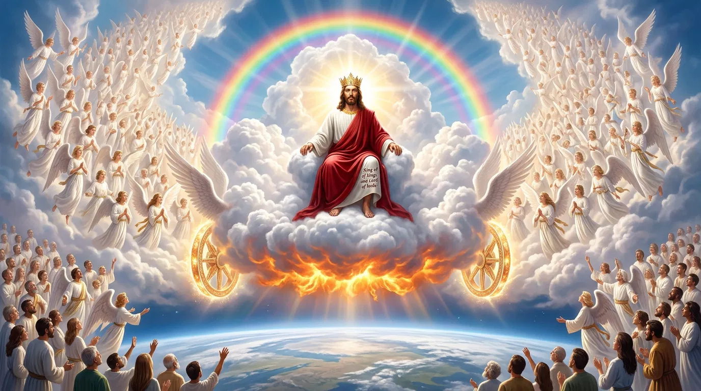 Christ Returns on the Clouds with the Angels