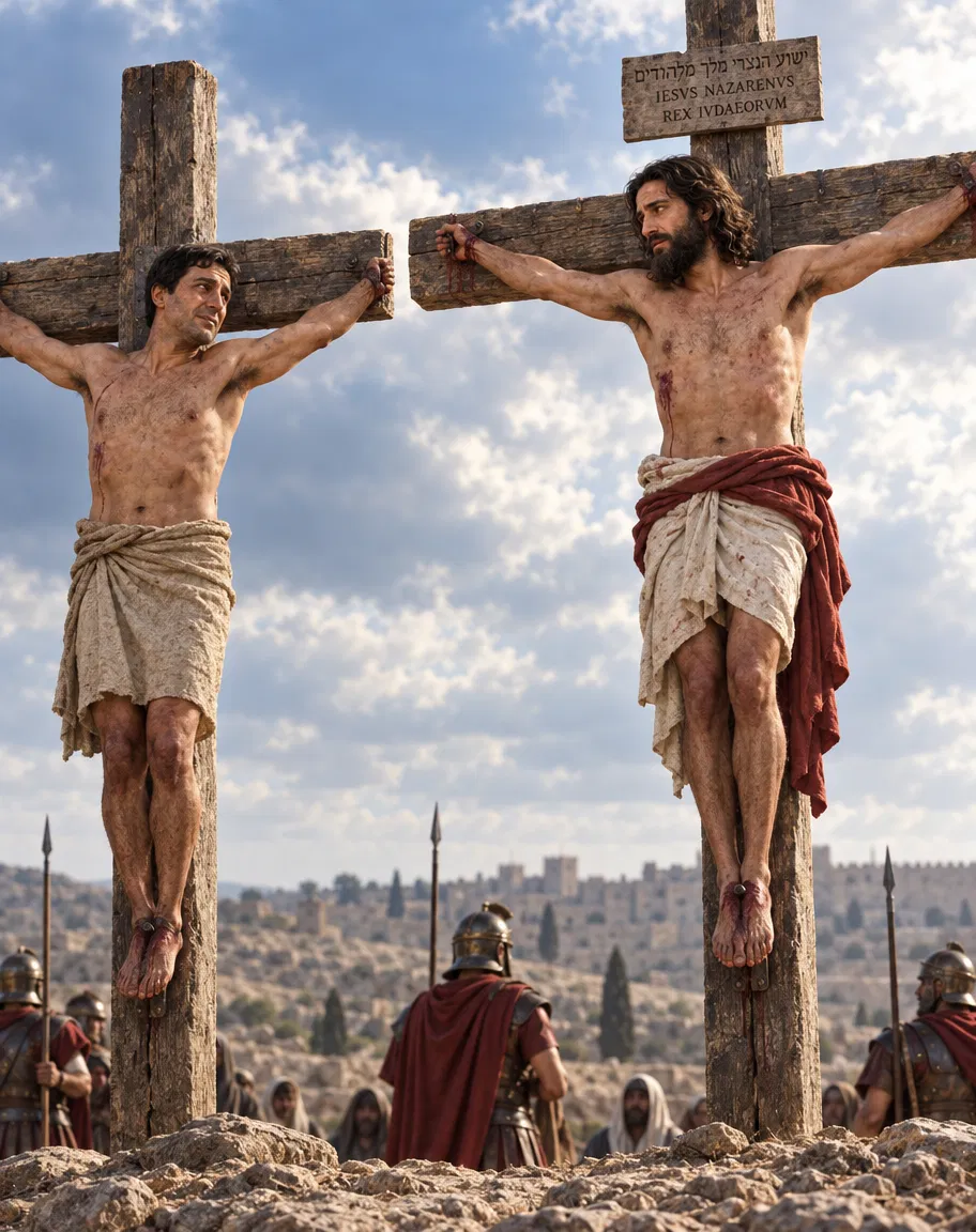The Thief and Jesus on the Crosses