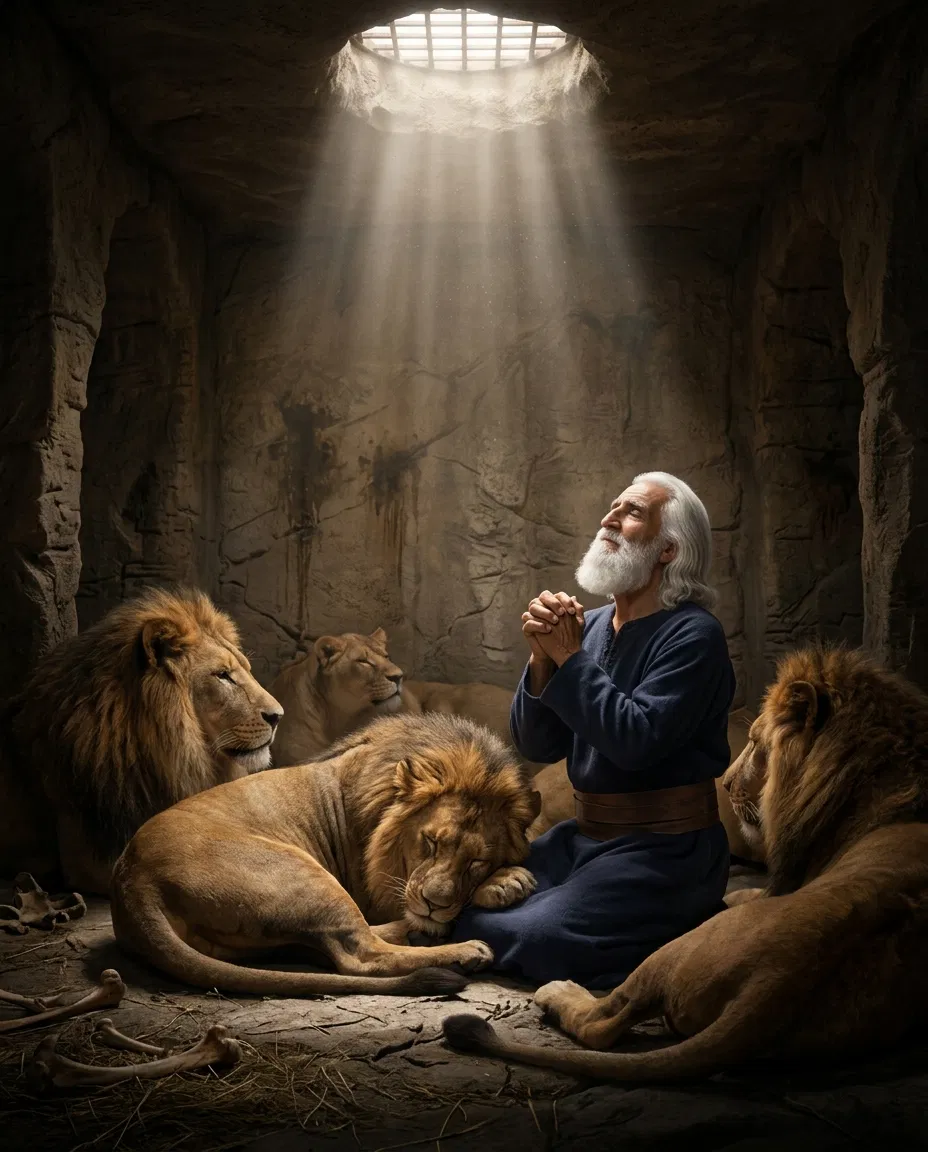 Daniel Praying Among the Lions in the Den