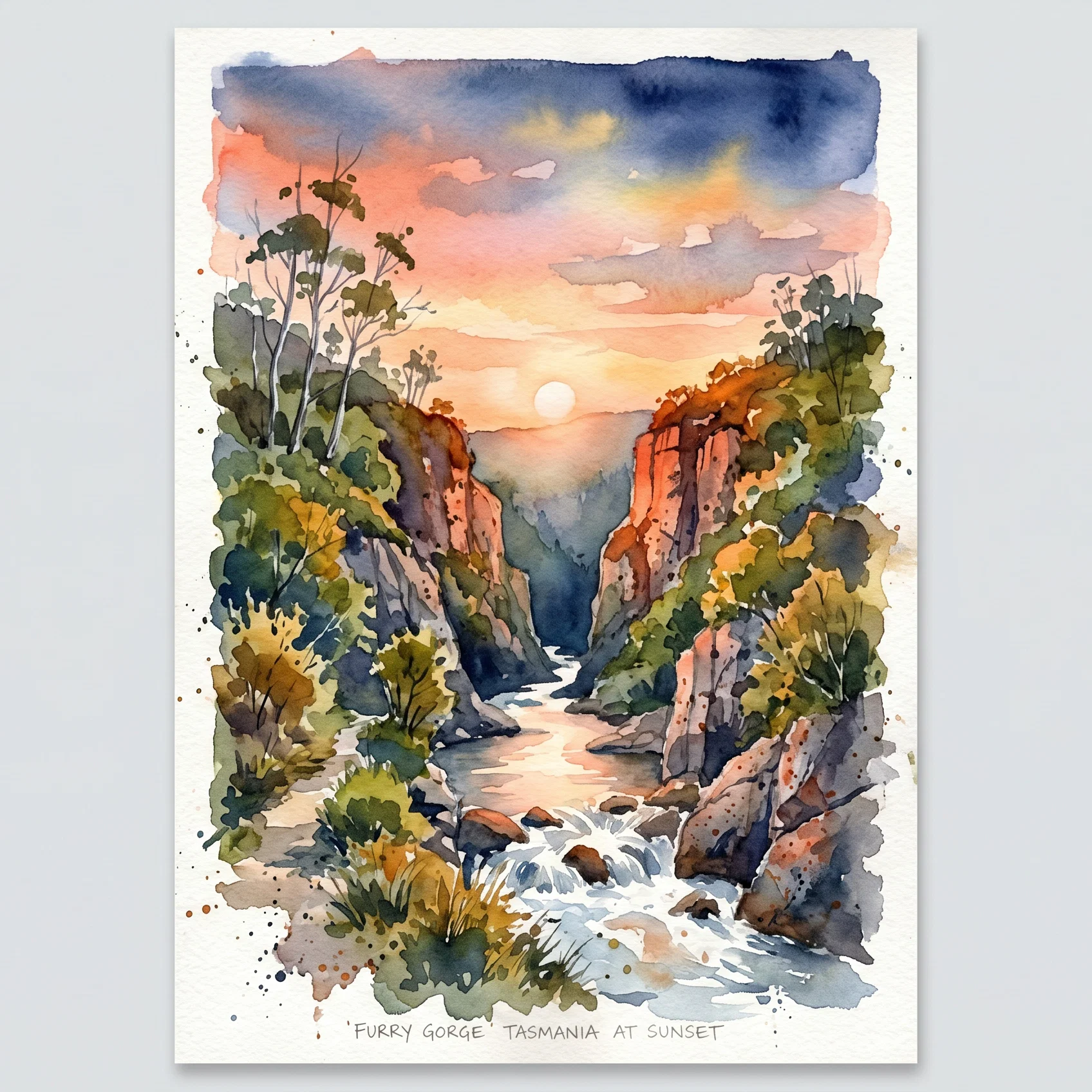 Golden Sunset Over Tasmanian Wilderness