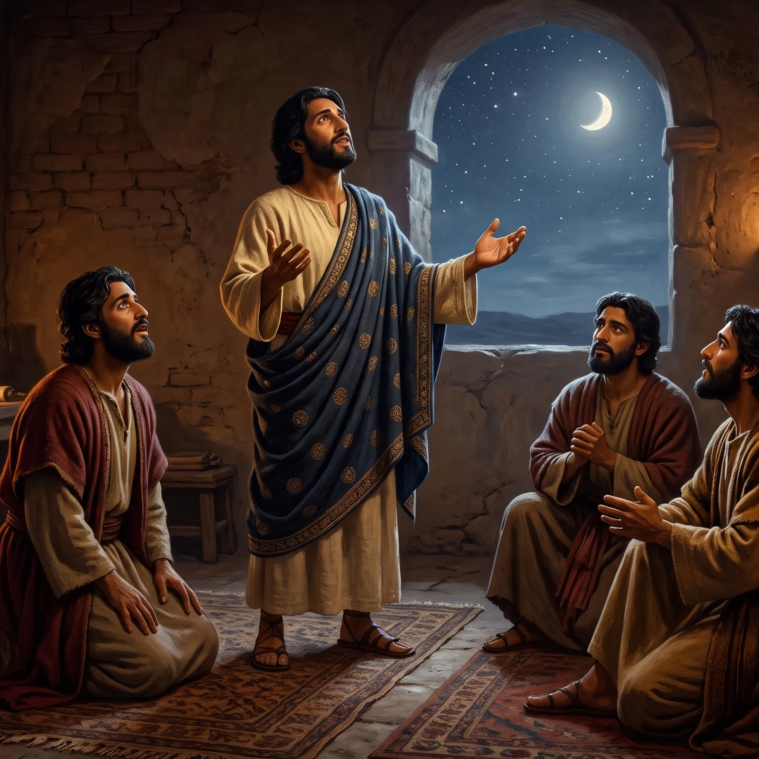 Daniel and His Three Companions Praying at Night