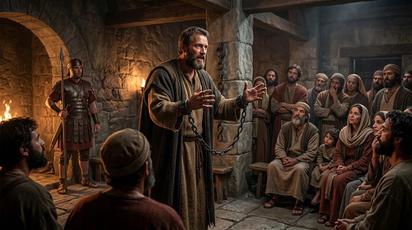 Paul Preaching in Chains to a Gathering