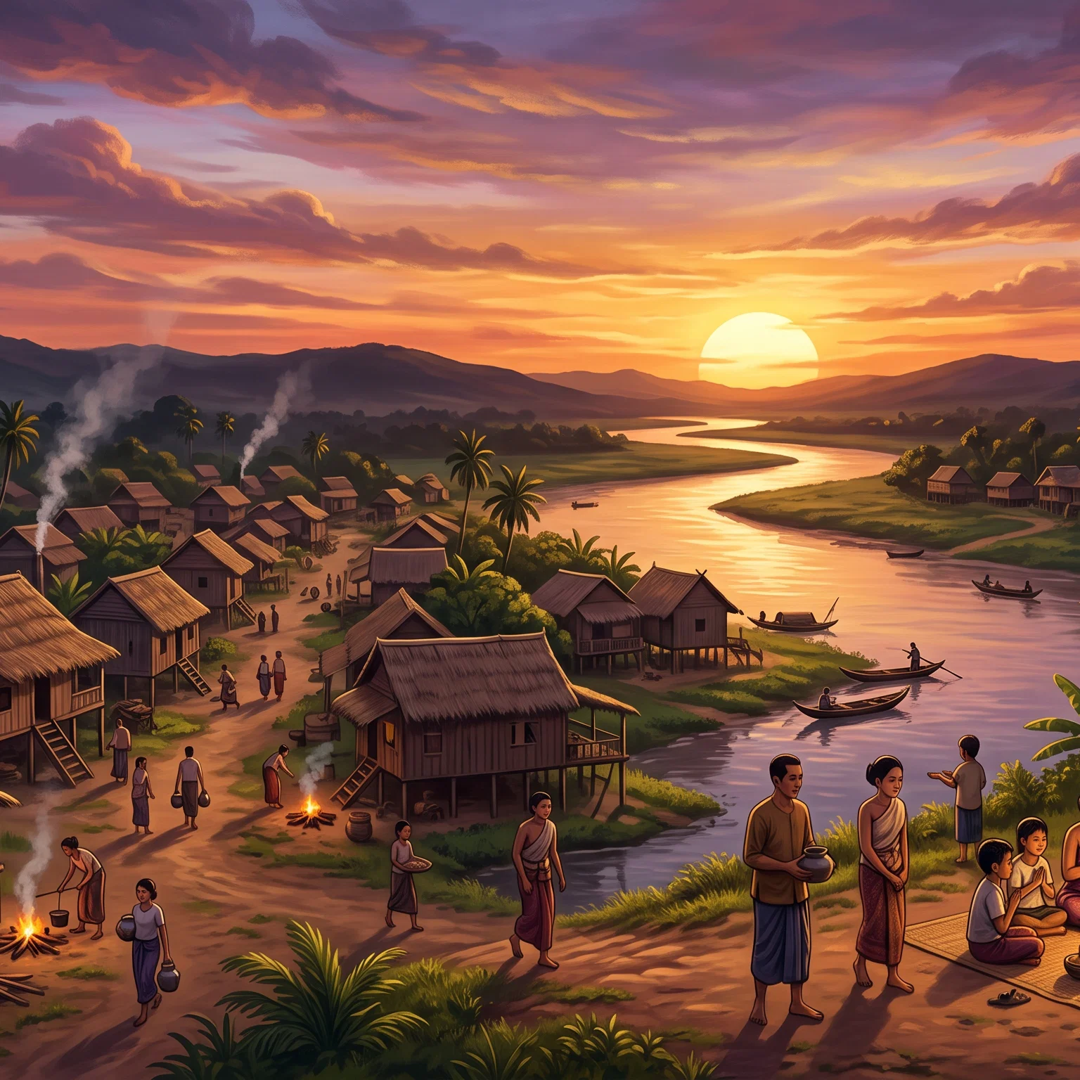 Golden Dusk in Ancient Cambodia