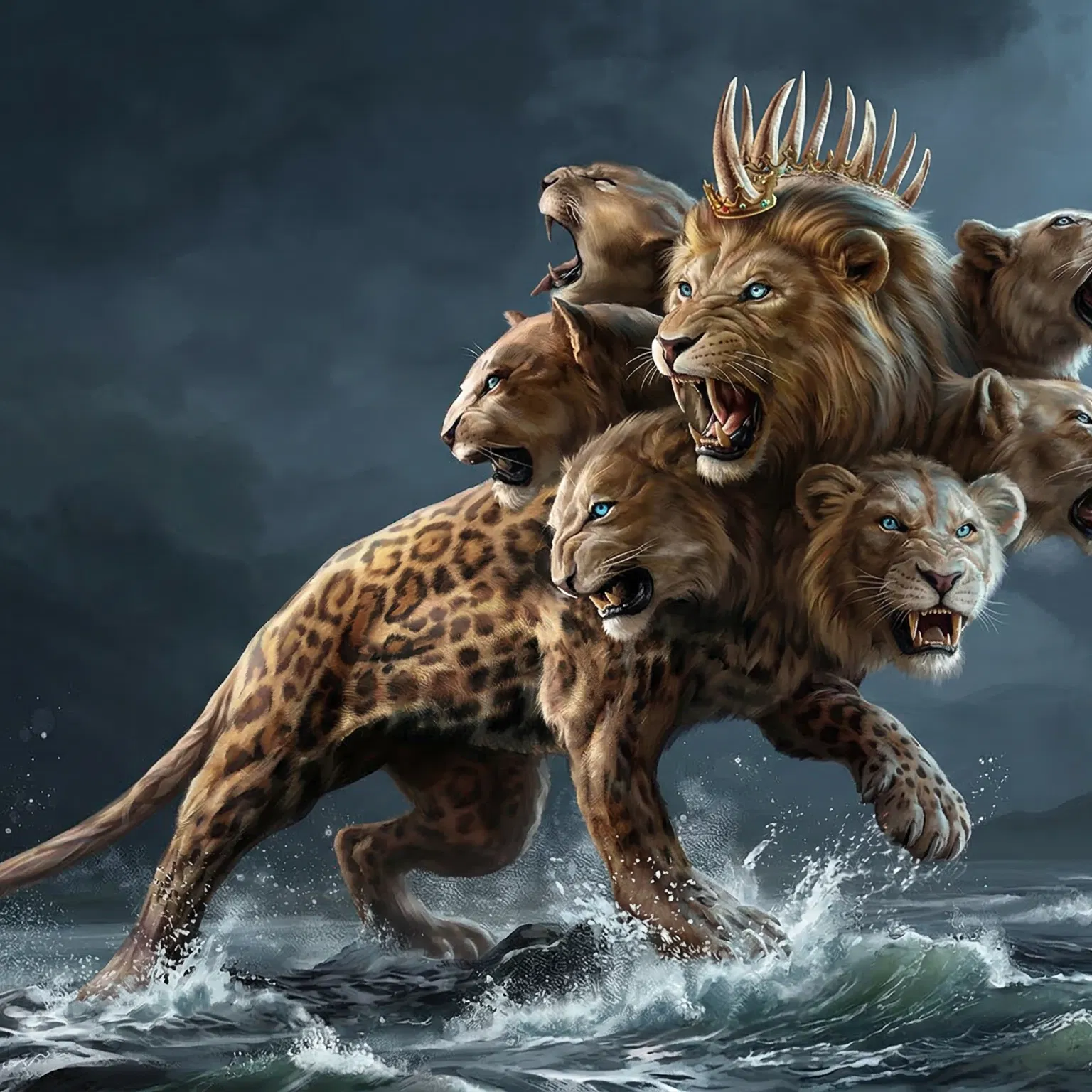 Seven-Headed Beast Rising from the Sea